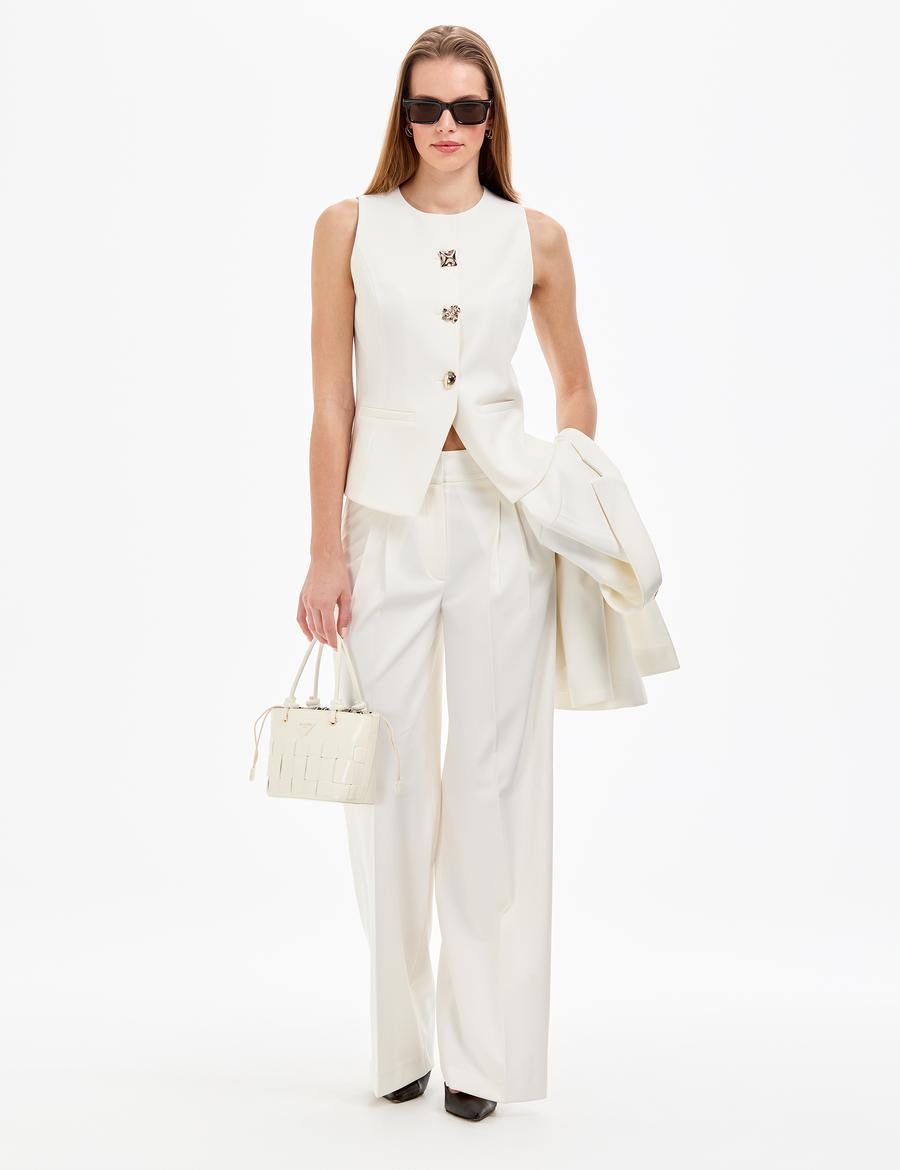 Ekru Kumaş Pantolon