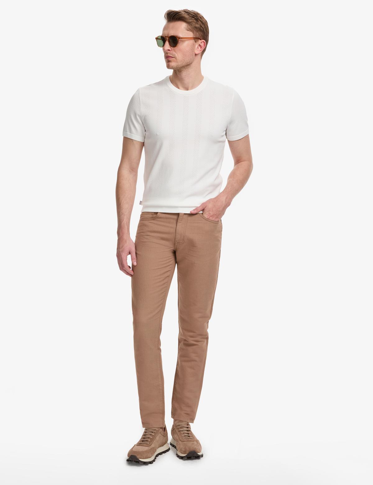 Vizon Slim Fit Keten Karışımlı Kanvas Pantolon