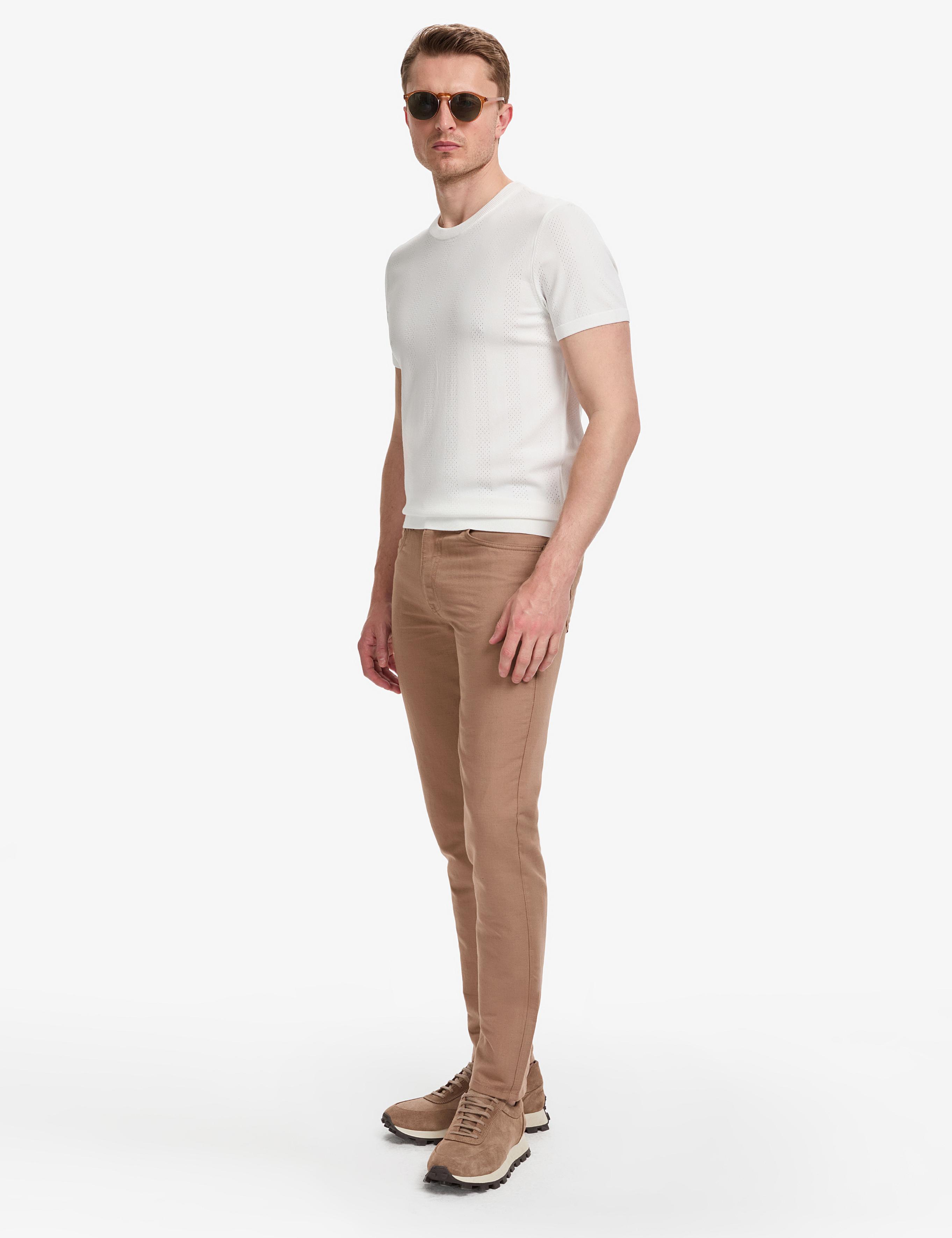 Vizon Slim Fit Keten Karışımlı Kanvas Pantolon
