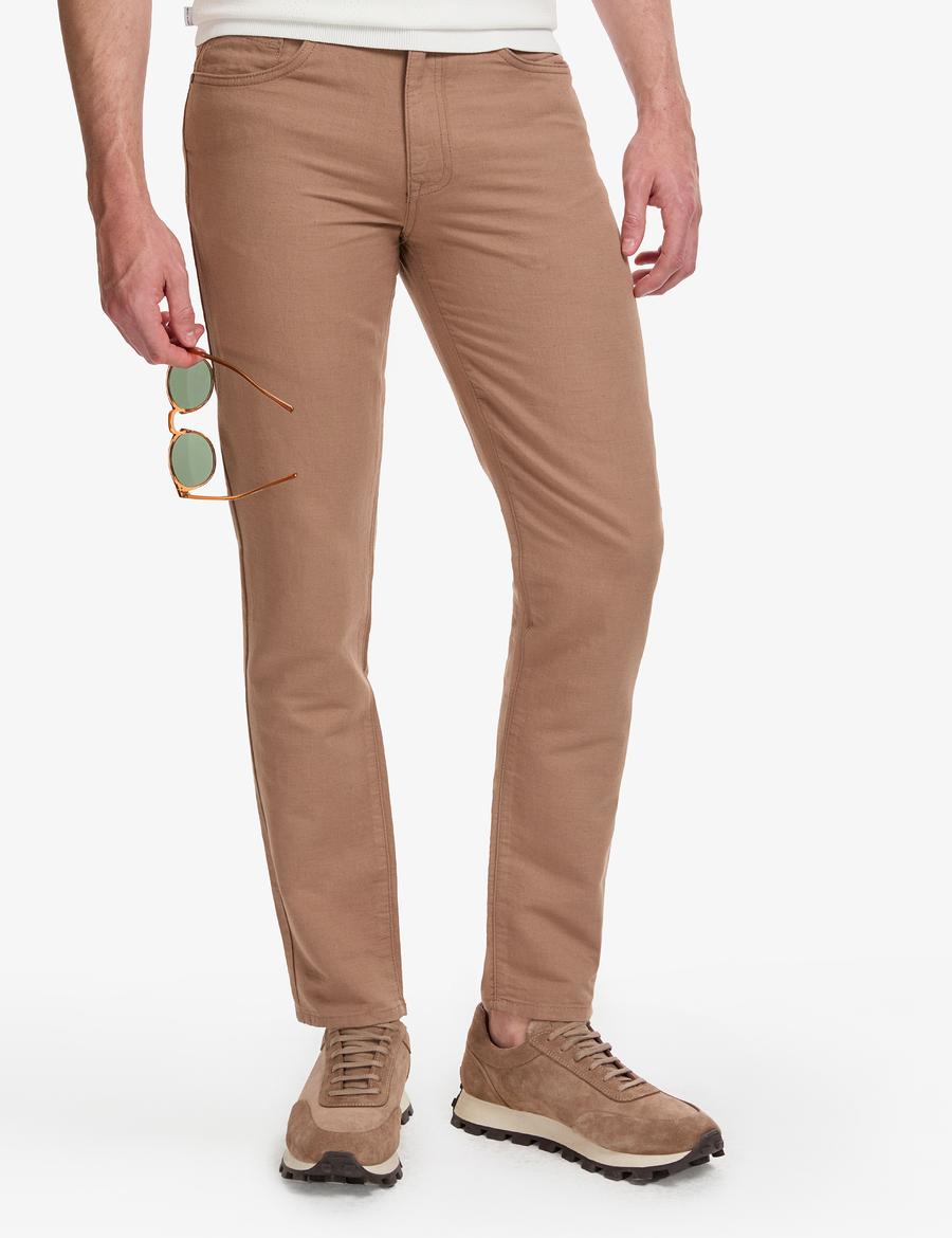 Vizon Slim Fit Keten Karışımlı Kanvas Pantolon