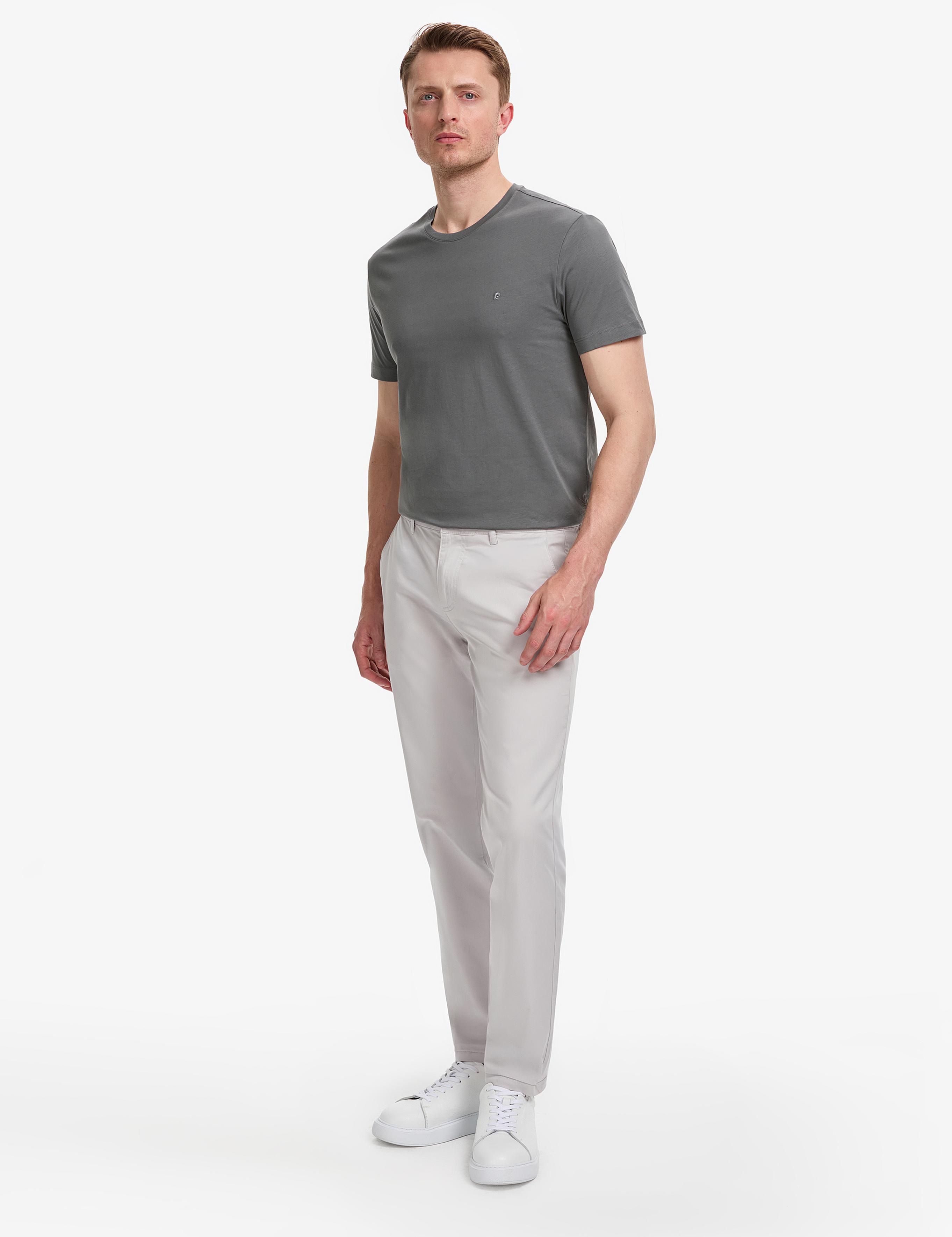 Açık Gri Slim Fit Kanvas Pantolon
