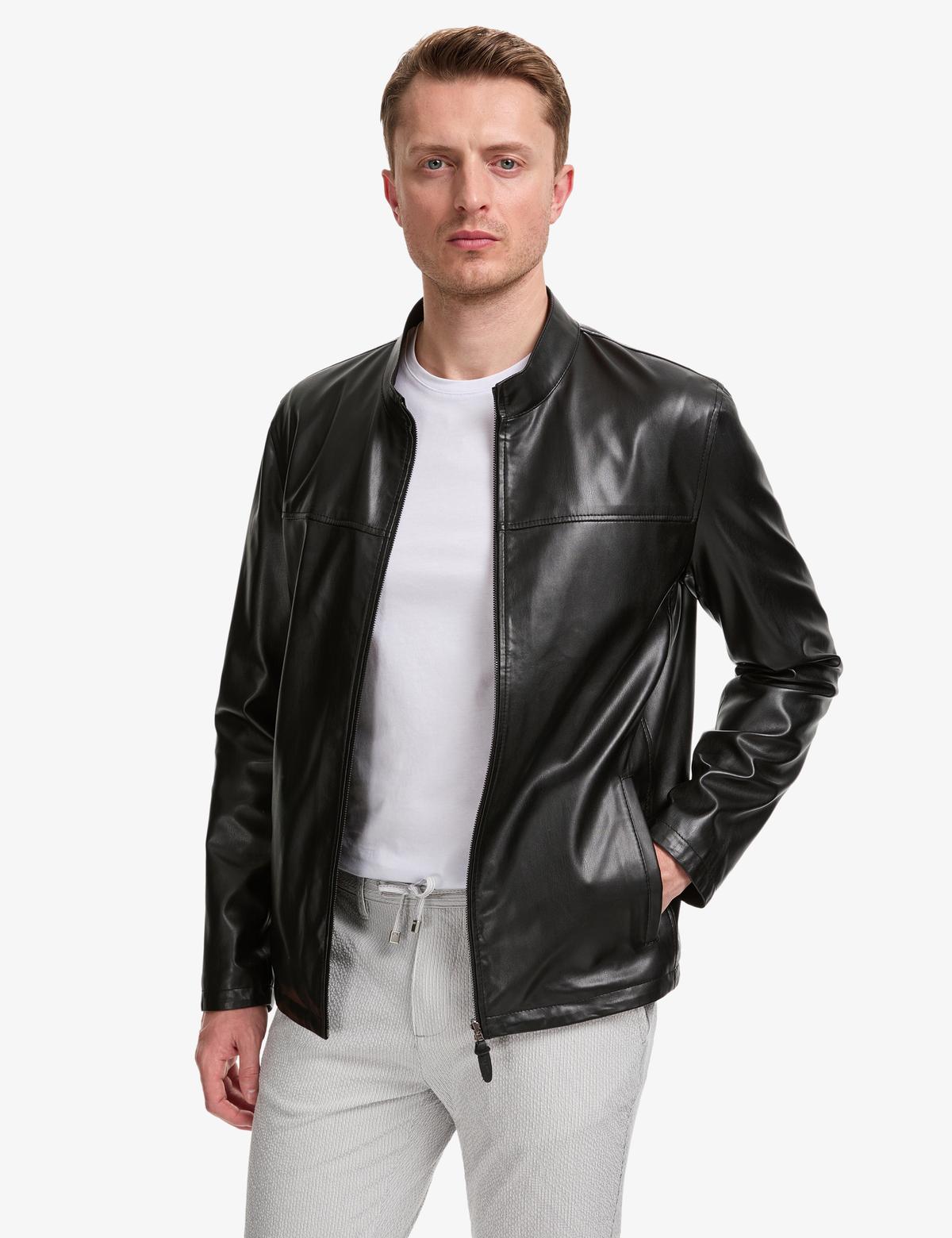 Siyah Deri Ceket - 50328160020