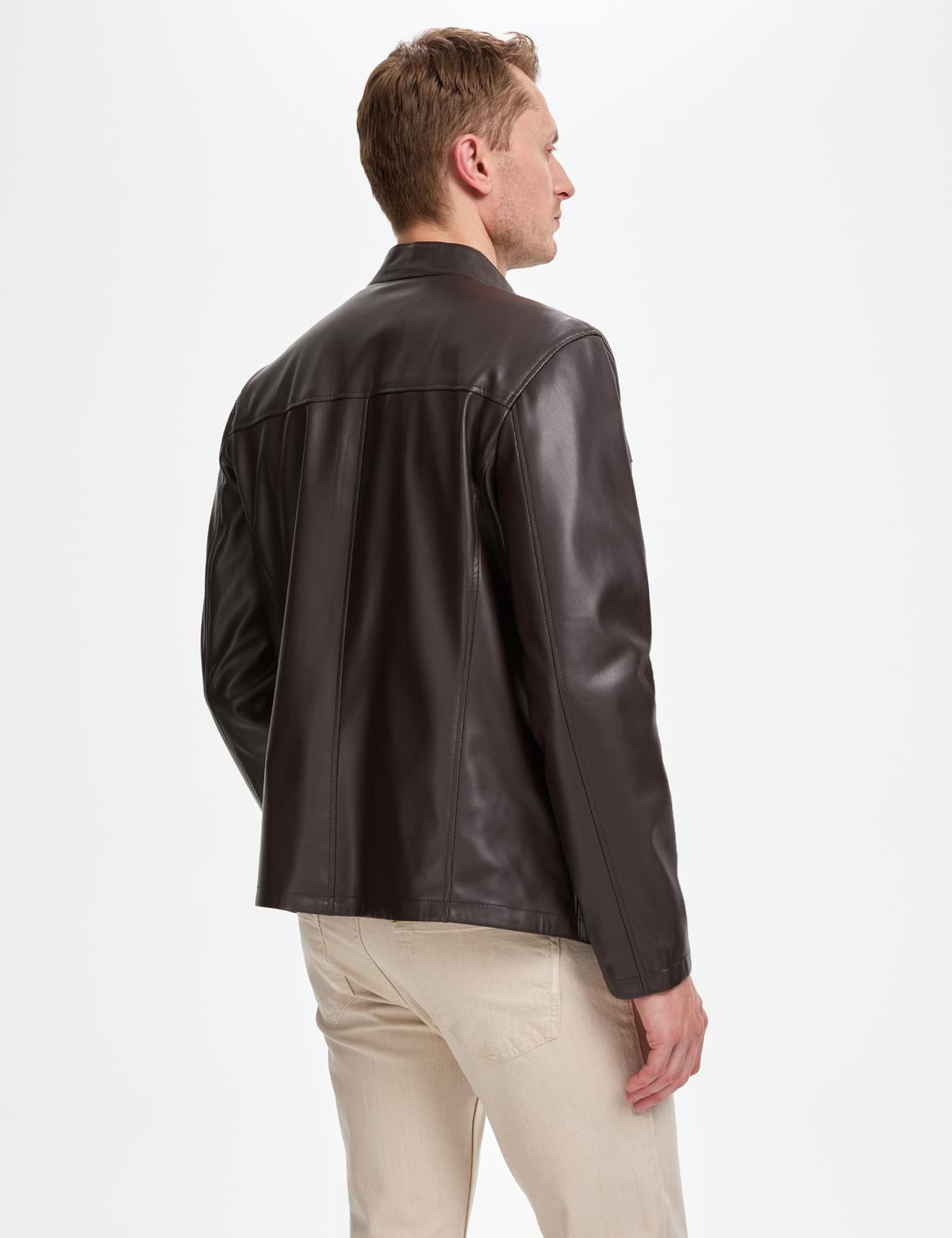 Kahverengi Deri Ceket - 50328127020