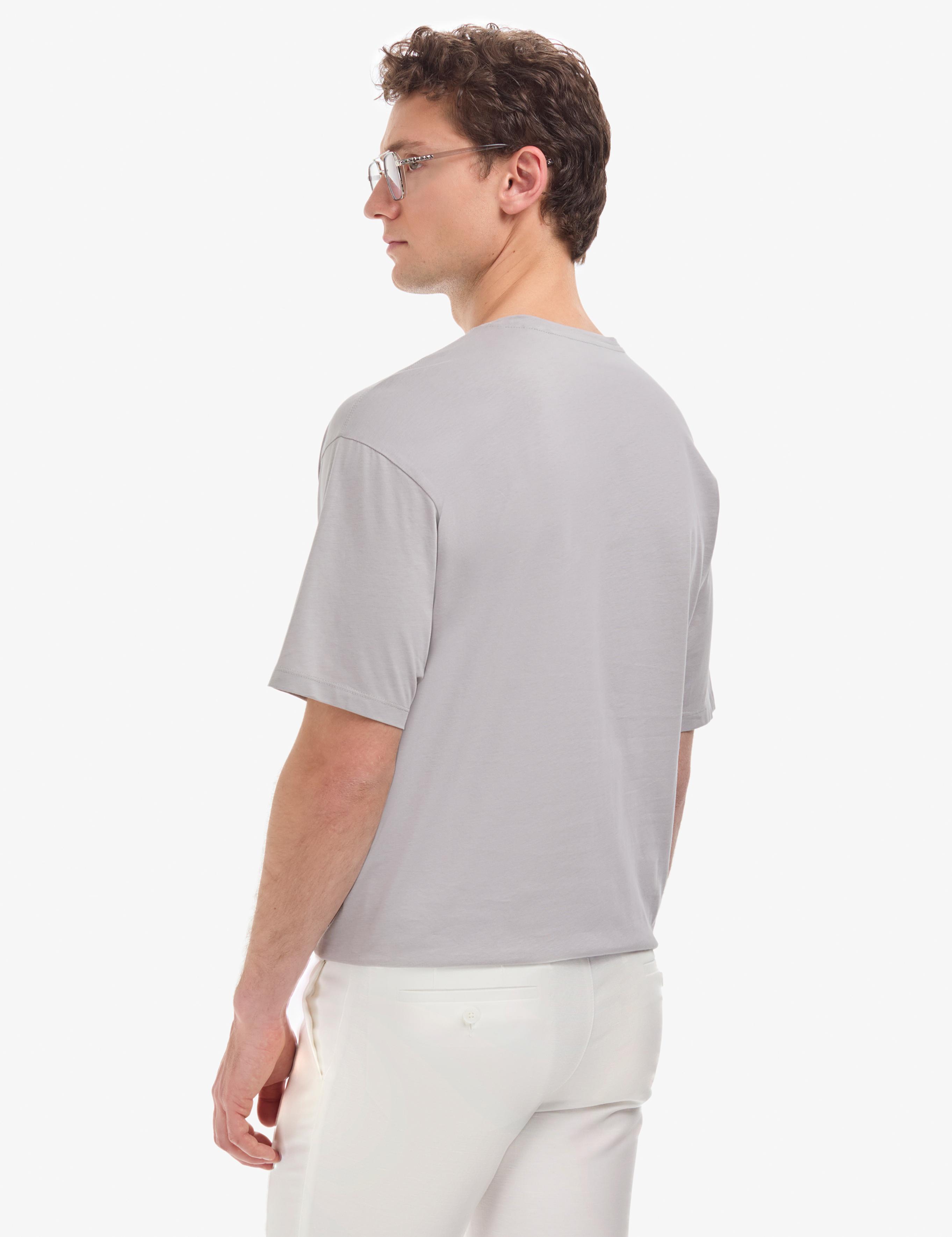 Gri Comfort Fit %100 Pamuk Bisiklet Yaka Basic Tişört