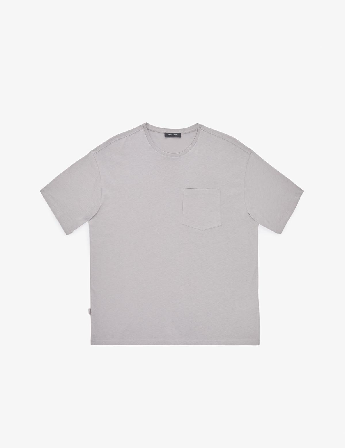 Gri Comfort Fit %100 Pamuk Bisiklet Yaka Basic Tişört - 50325300032