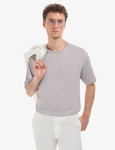 Gri Comfort Fit %100 Pamuk Bisiklet Yaka Basic Tişört
