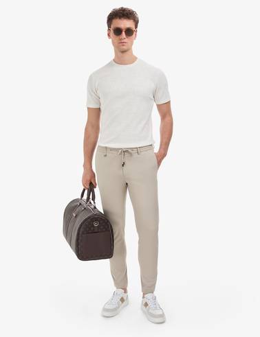 Ekru Regular Fit Bisiklet Yaka Tişört