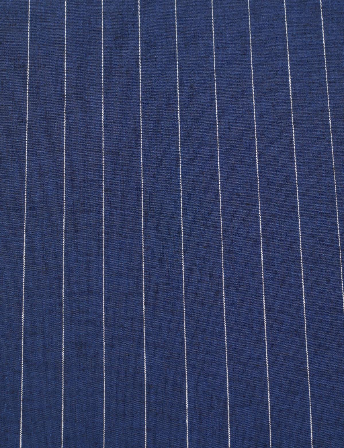 Lacivert  Keten Karışımlı Regular Fit Çizgili Uzun Kollu Gömlek - 50325330008