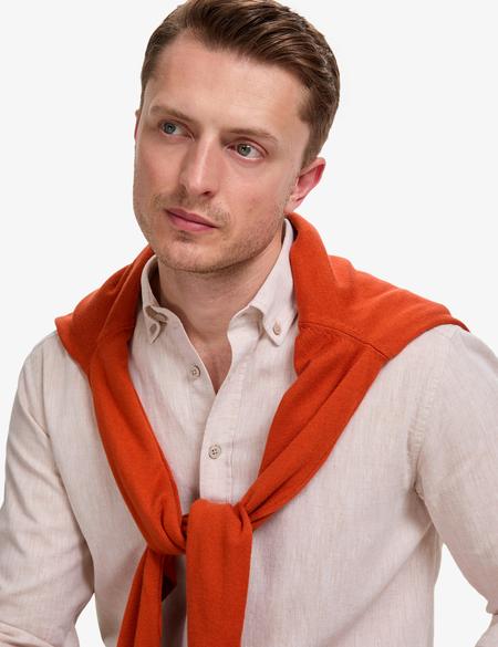 Bej Keten Karışımlı Regular Fit Uzun Kollu Gömlek - 50325356047