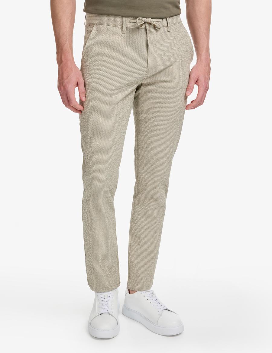Haki Slim Fit Gofre Yazlık Kanvas Pantolon