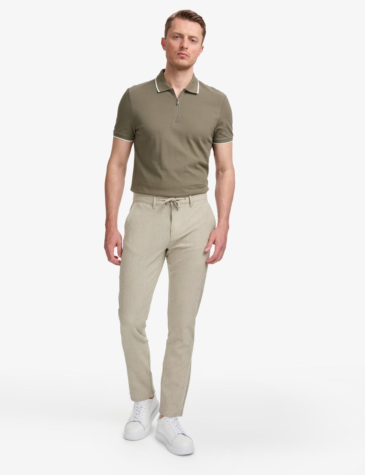 Haki Slim Fit Gofre Yazlık Kanvas Pantolon - 50305235094