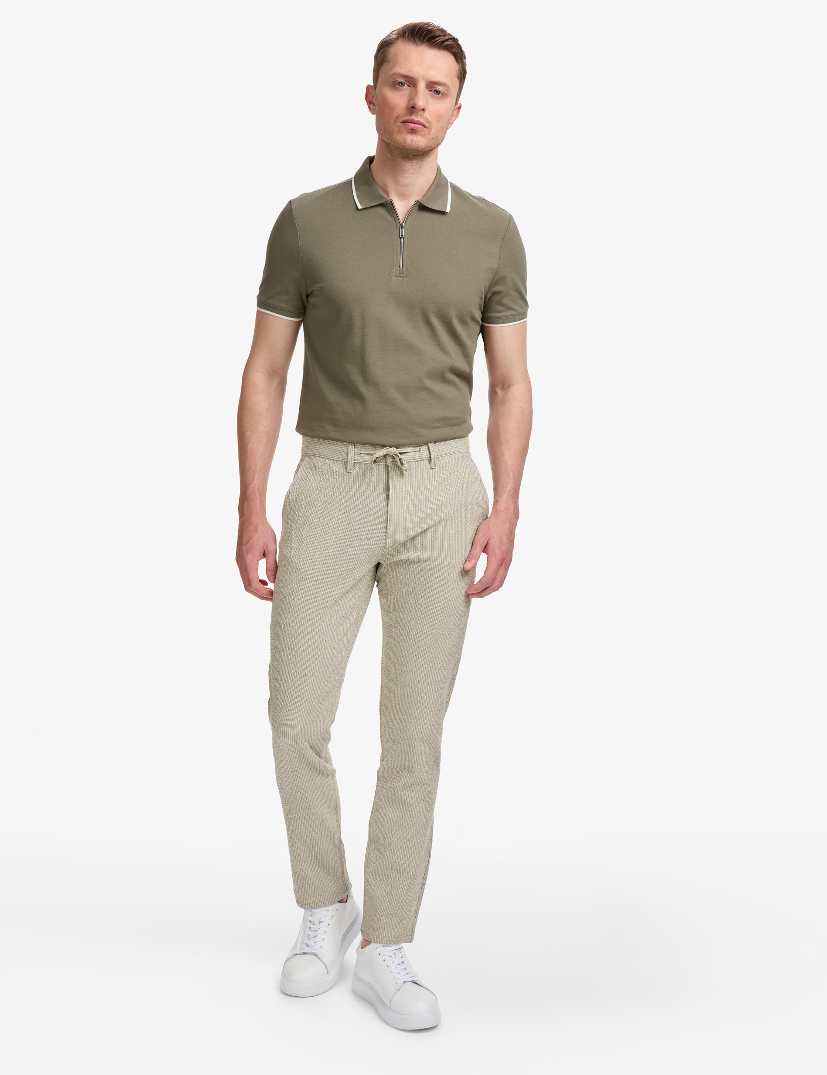 Haki Slim Fit Gofre Yazlık Kanvas Pantolon