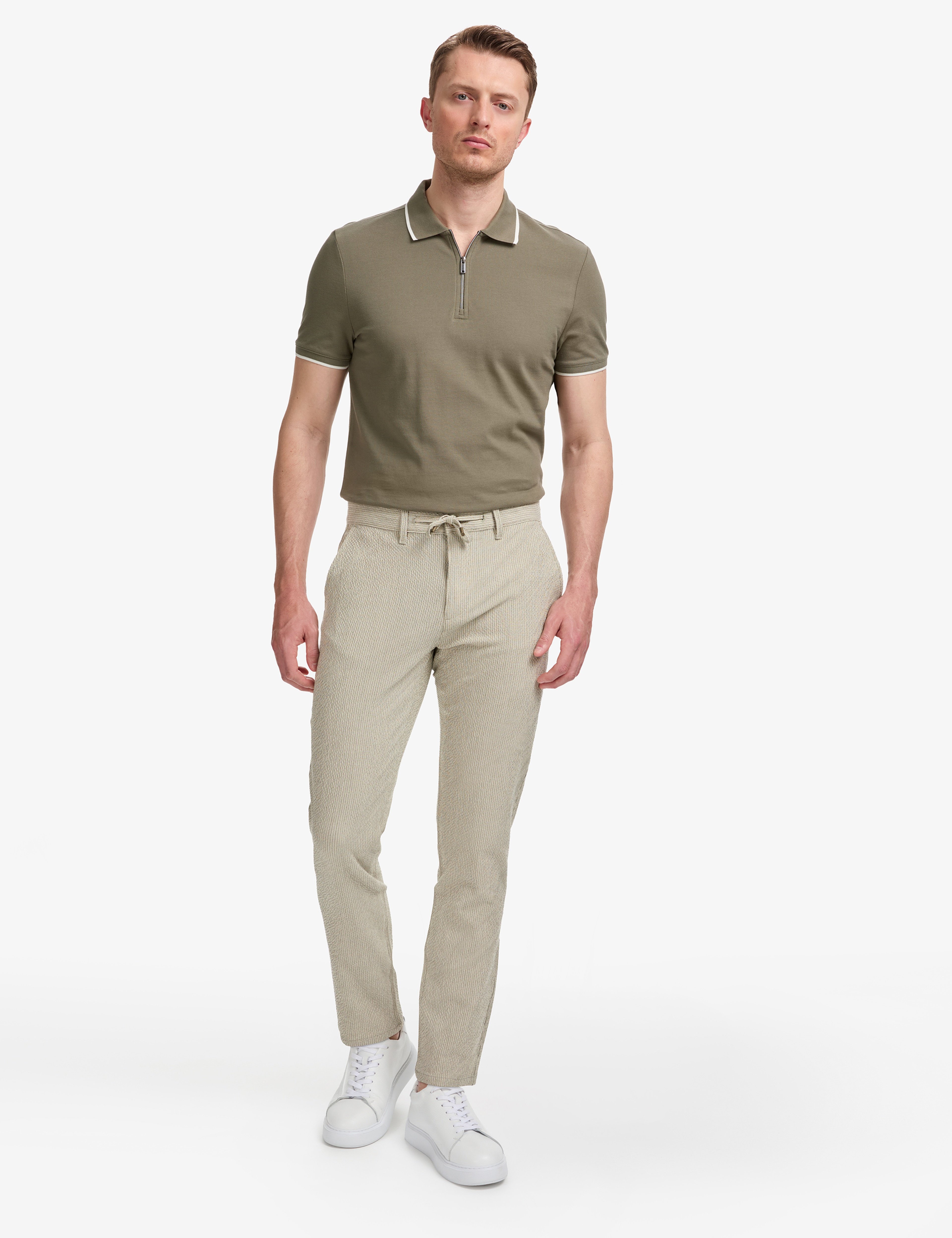 Haki Slim Fit Gofre Yazlık Kanvas Pantolon - Image 3