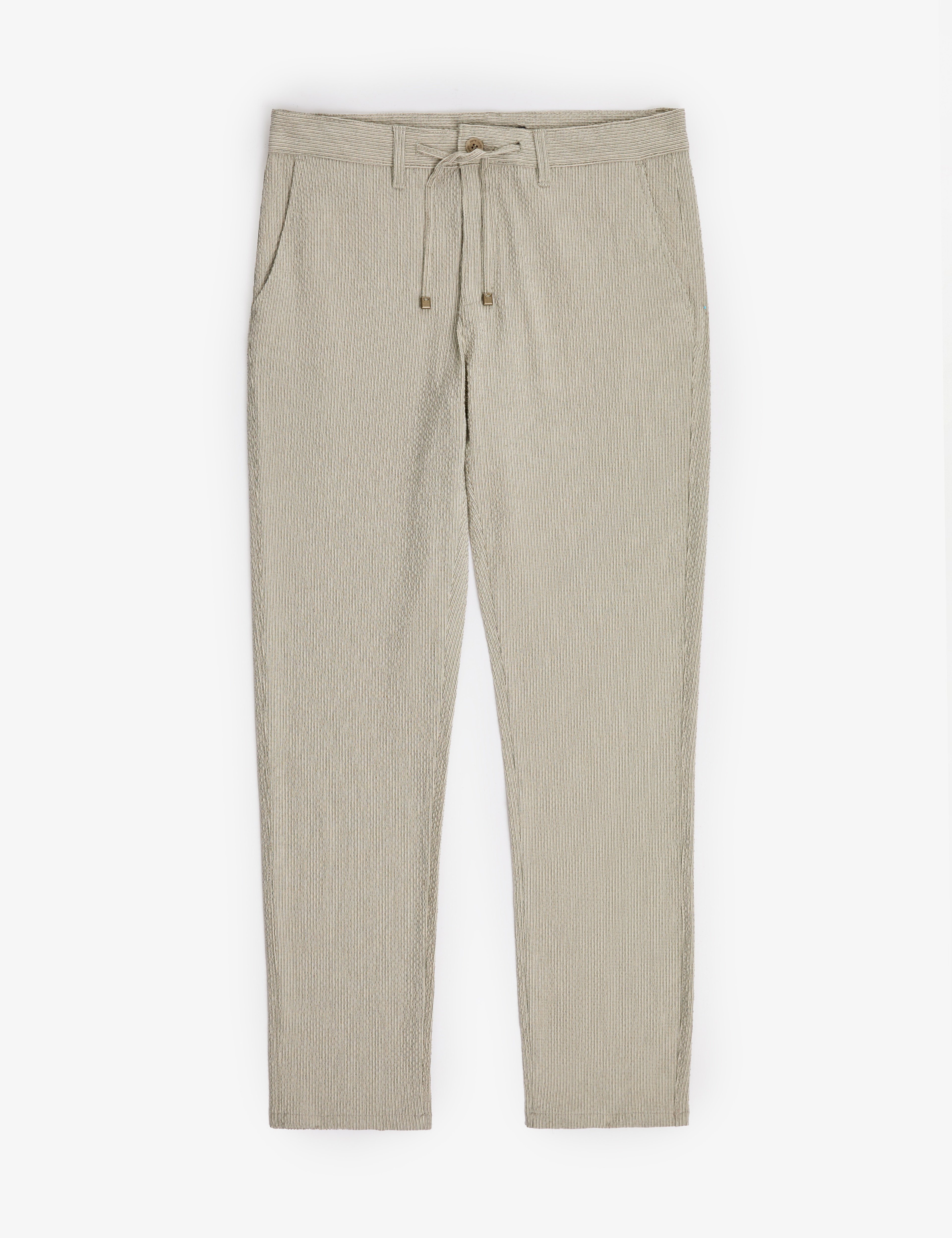 Haki Slim Fit Gofre Yazlık Kanvas Pantolon