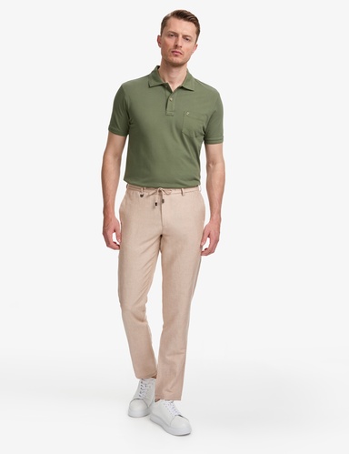 Açık Kahverengi Slim Fit Keten Karışımlı Pantolon
