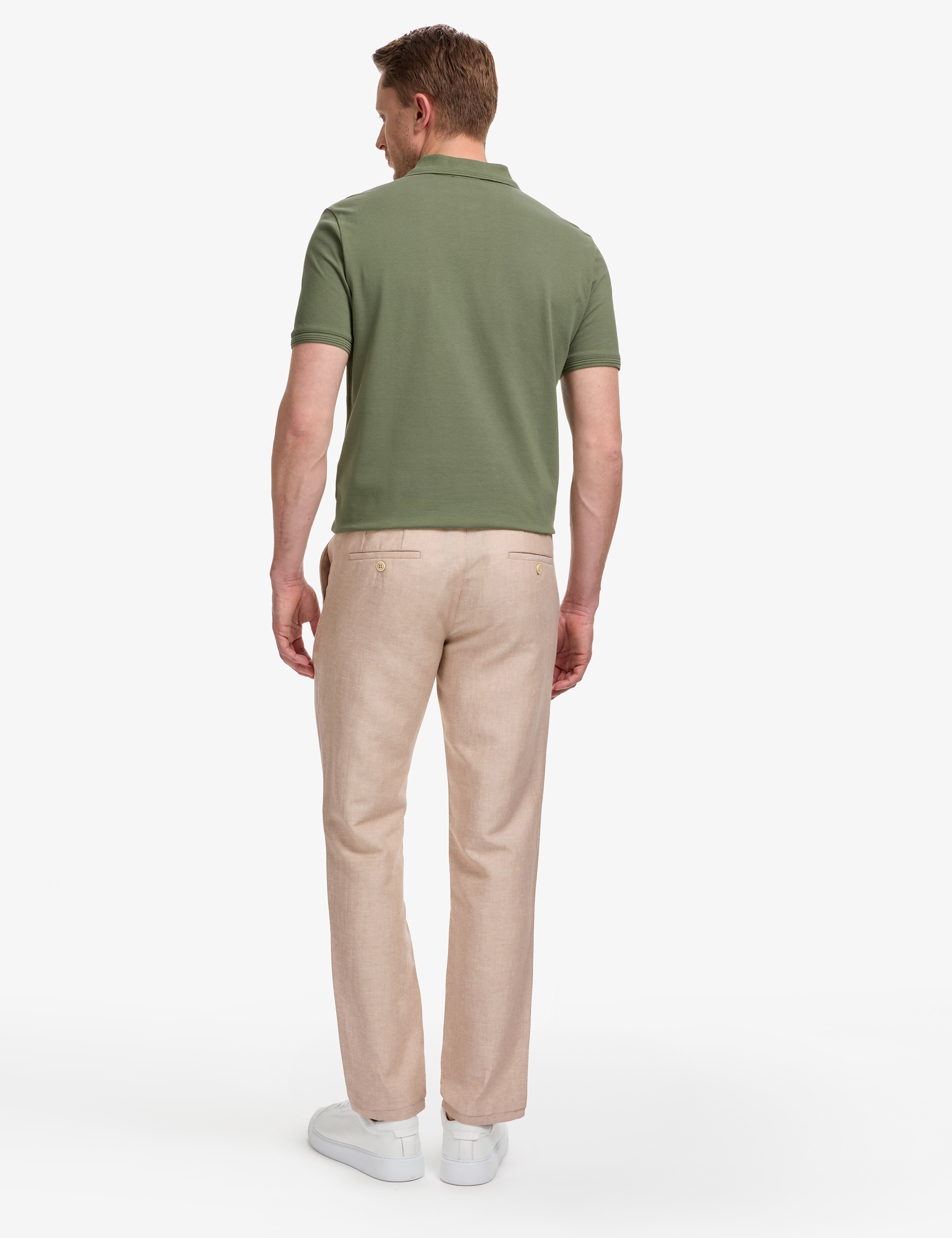 Açık Kahverengi Slim Fit Keten Karışımlı Pantolon