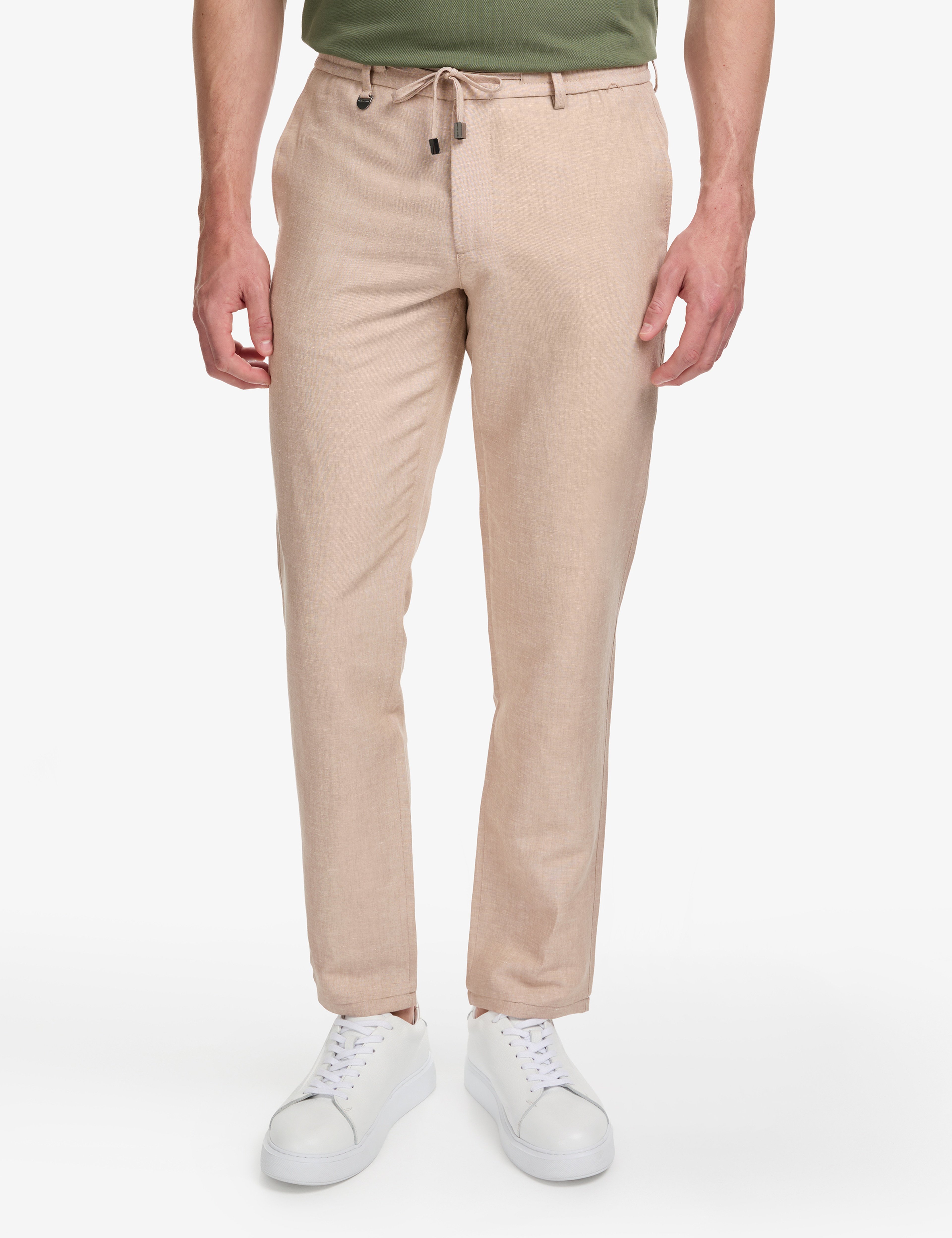 Açık Kahverengi Slim Fit Keten Karışımlı Pantolon