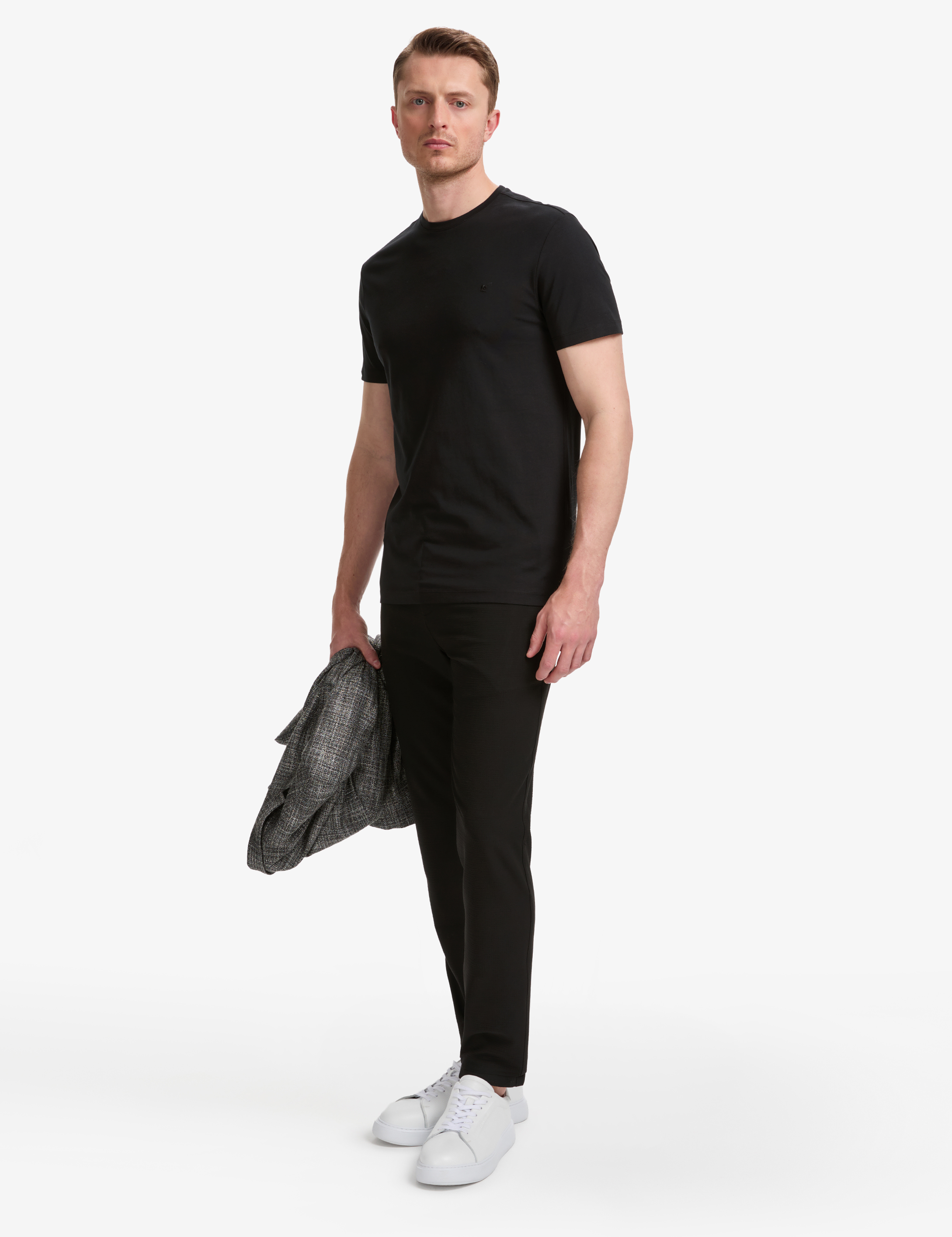 Siyah Slim Fit %100 Pamuk Bisiklet Yaka Basic Tişört - 50325307096