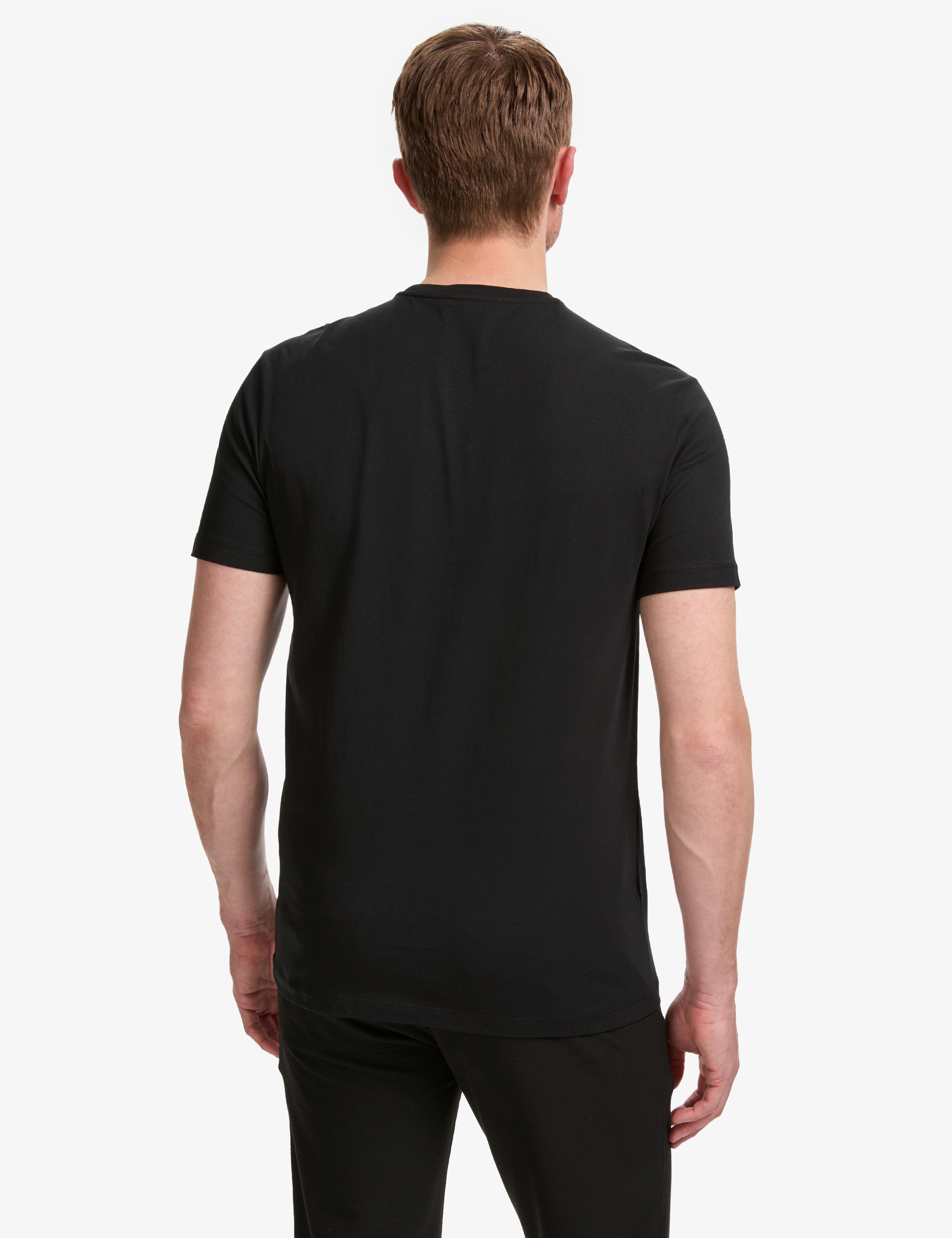 Siyah Slim Fit %100 Pamuk Bisiklet Yaka Basic Tişört - Image 5