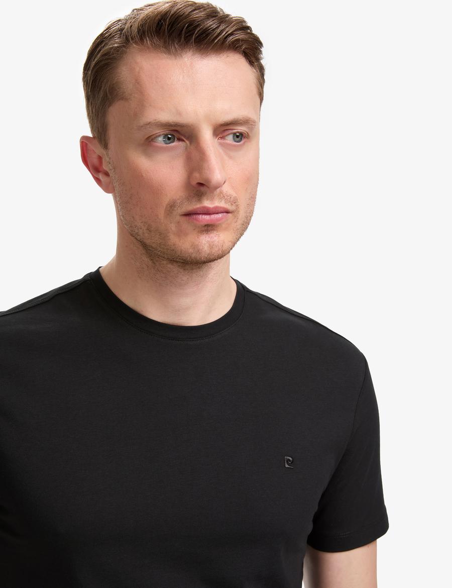 Siyah Slim Fit %100 Pamuk Bisiklet Yaka Basic Tişört