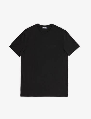 Siyah Slim Fit %100 Pamuk Bisiklet Yaka Basic Tişört