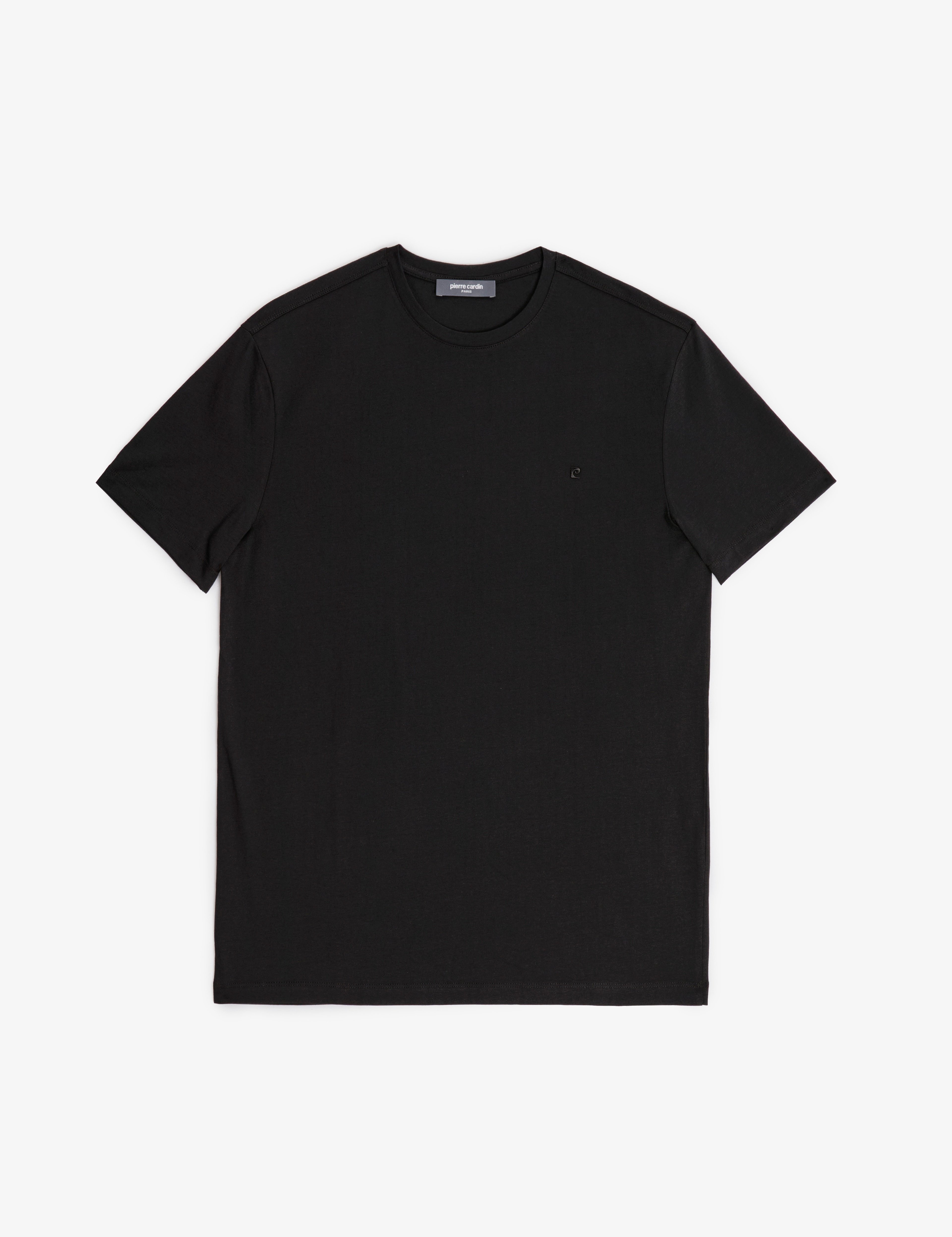 Siyah Slim Fit %100 Pamuk Bisiklet Yaka Basic Tişört - Image 6