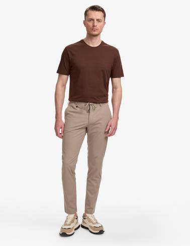 Koyu Bej Ex. Slim Fit Beli Kordonlu Klasik Jogger Pantolon