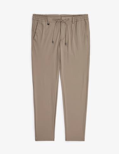Koyu Bej Ex. Slim Fit Beli Kordonlu Klasik Jogger Pantolon