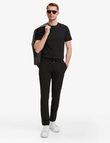 Siyah Ex. Slim Fit Beli Kordonlu Klasik Jogger Pantolon