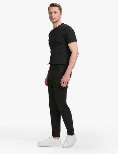 Siyah Ex. Slim Fit Beli Kordonlu Klasik Jogger Pantolon