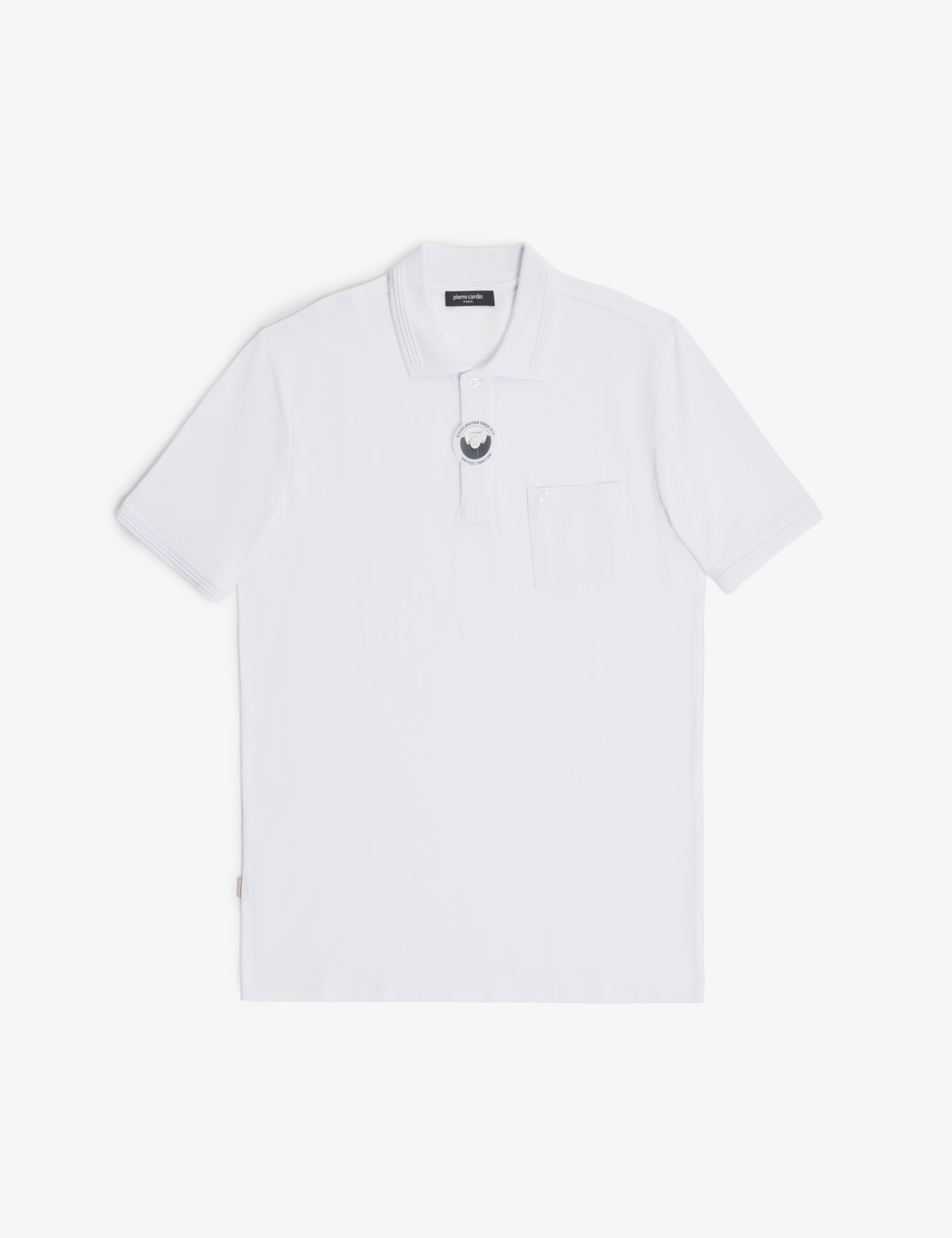 Beyaz Regular Fit %100 Pamuk Düğmeli Polo Yaka Basic Tişört
