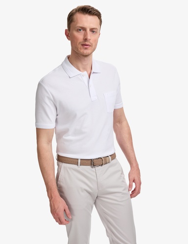 Beyaz Regular Fit %100 Pamuk Düğmeli Polo Yaka Basic Tişört