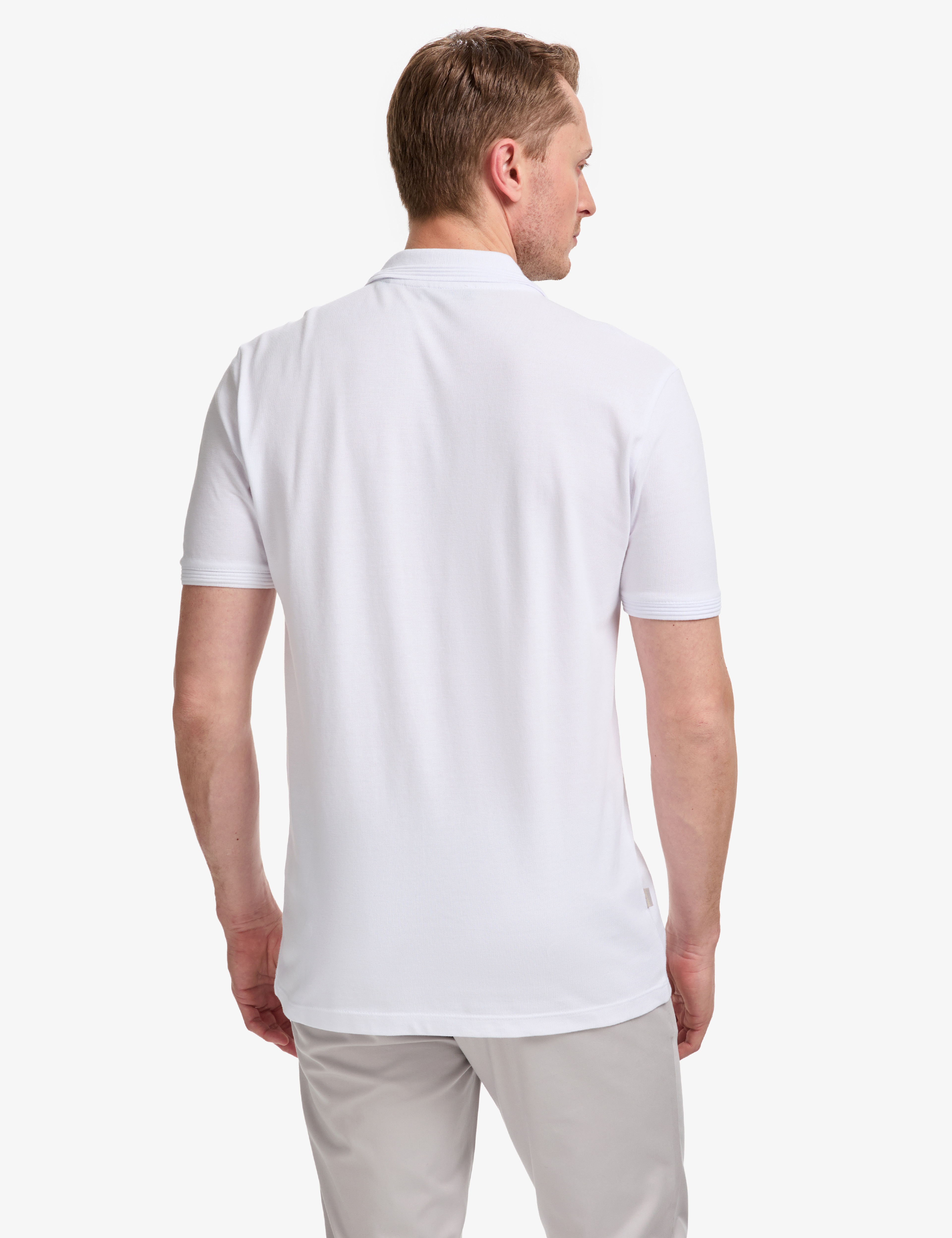 Beyaz Regular Fit %100 Pamuk Düğmeli Polo Yaka Basic Tişört - Image 5