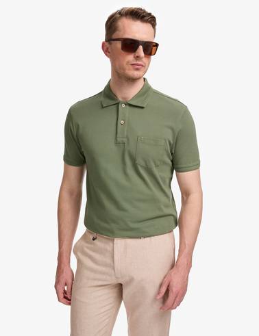 Haki Regular Fit %100 Pamuk Düğmeli Polo Yaka Basic Tişört