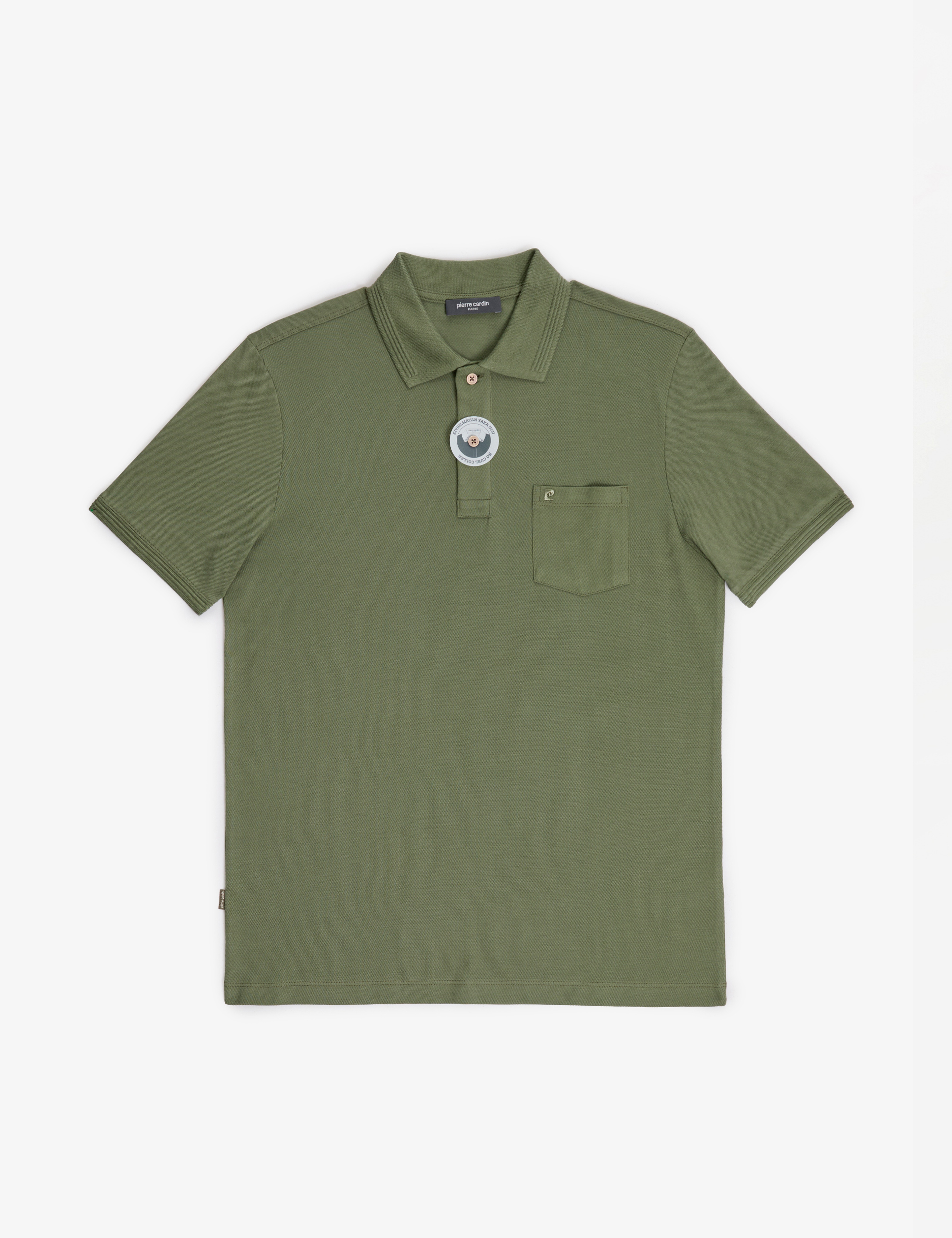 Haki Regular Fit %100 Pamuk Düğmeli Polo Yaka Basic Tişört