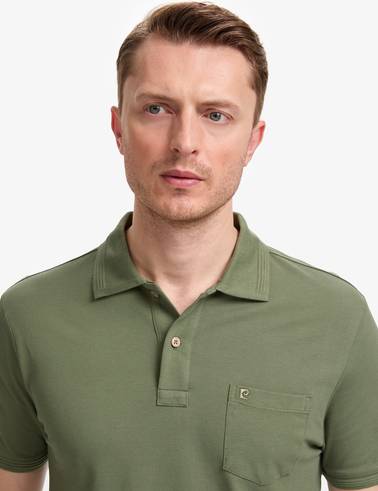 Haki Regular Fit %100 Pamuk Düğmeli Polo Yaka Basic Tişört