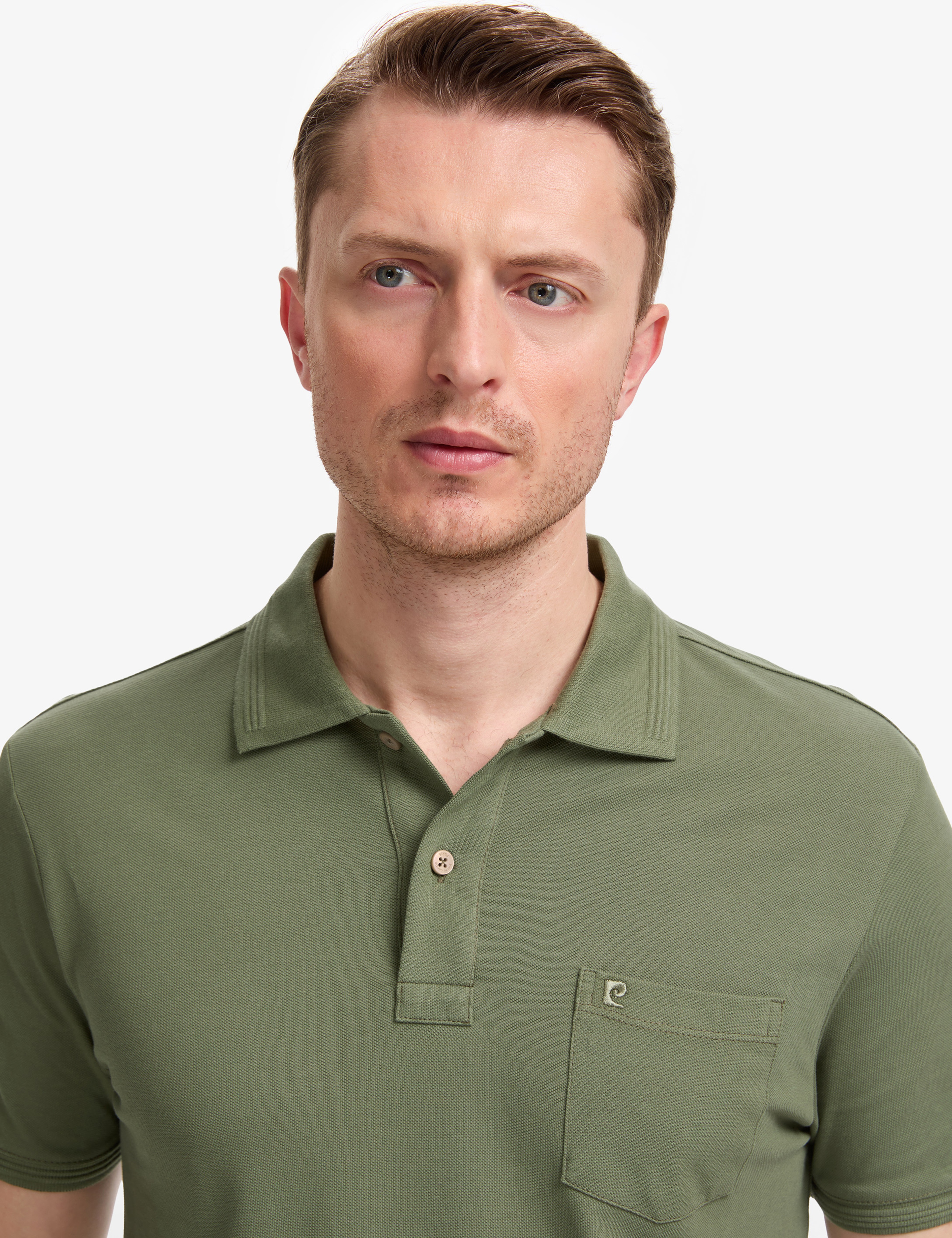 Haki Regular Fit %100 Pamuk Düğmeli Polo Yaka Basic Tişört - Image 2
