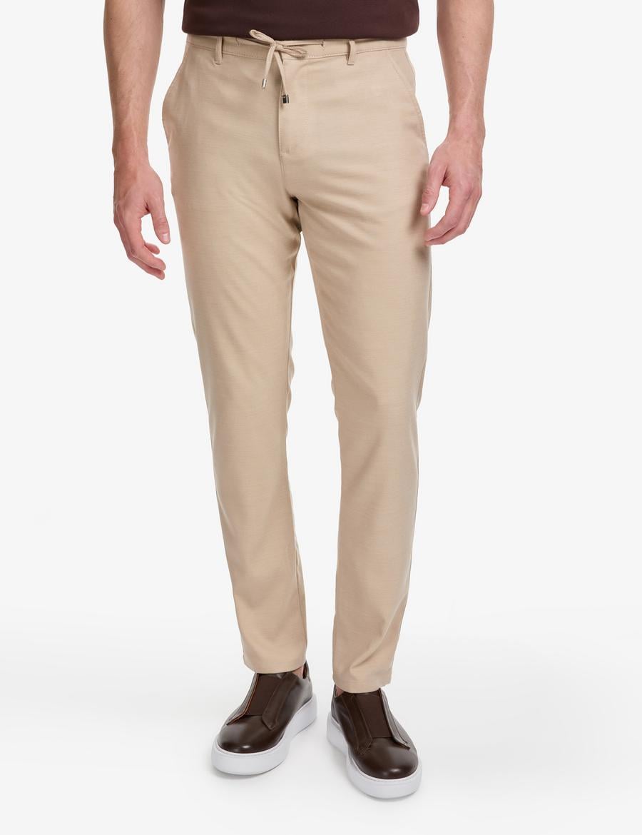 Bej Slim Fit Kanvas Pantolon