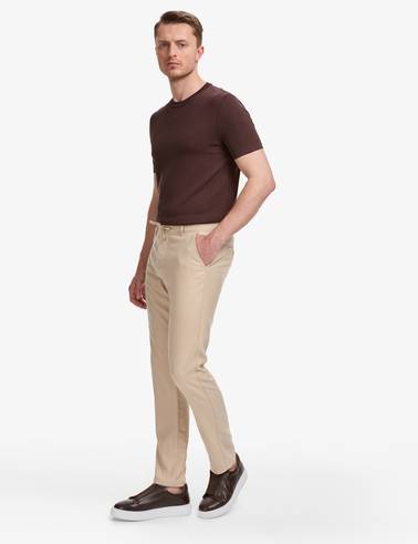 Bej Slim Fit Kanvas Pantolon