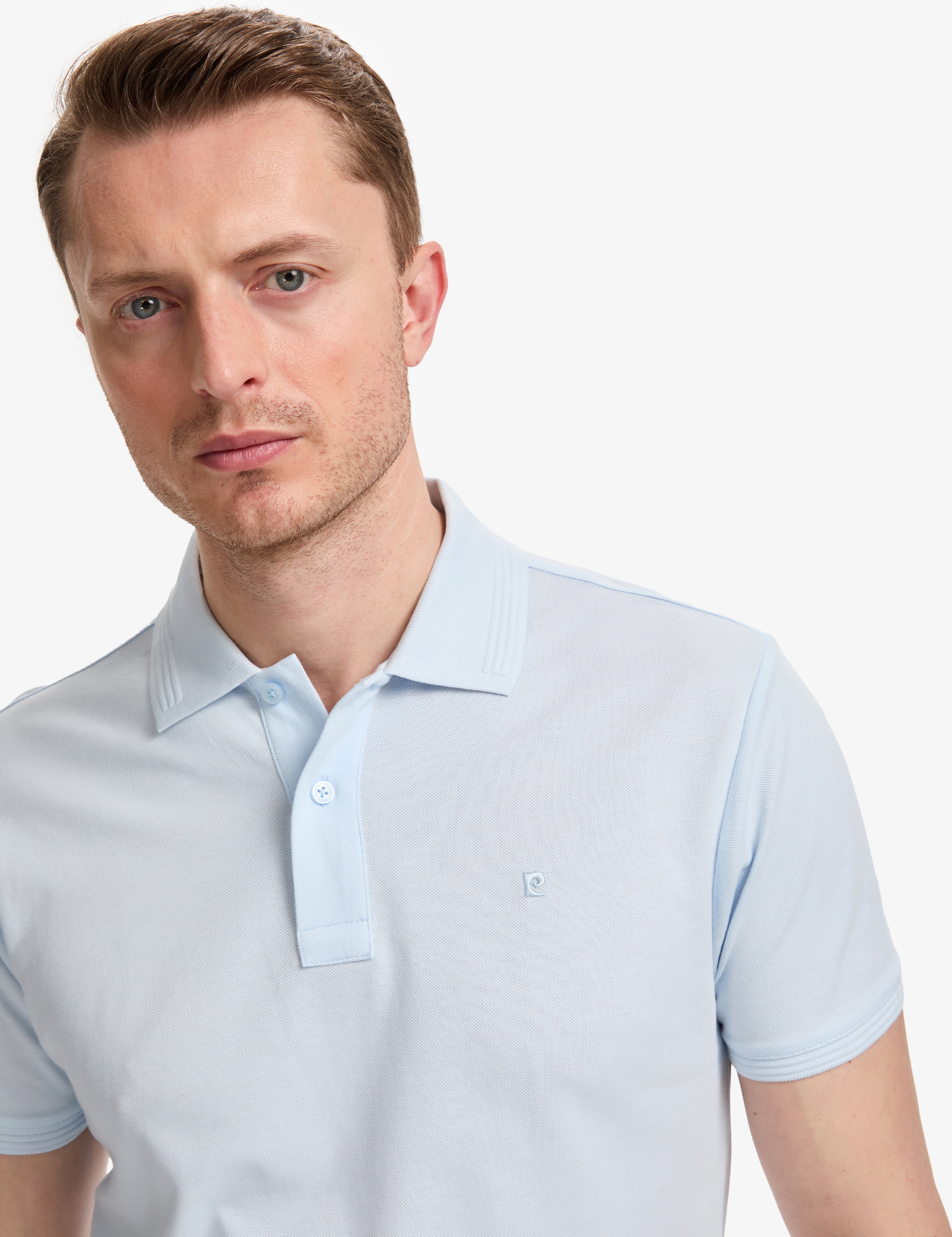 Açık Mavi Slim Fit %100 Pamuk Düğmeli Polo Yaka Basic Tişört - Image 2