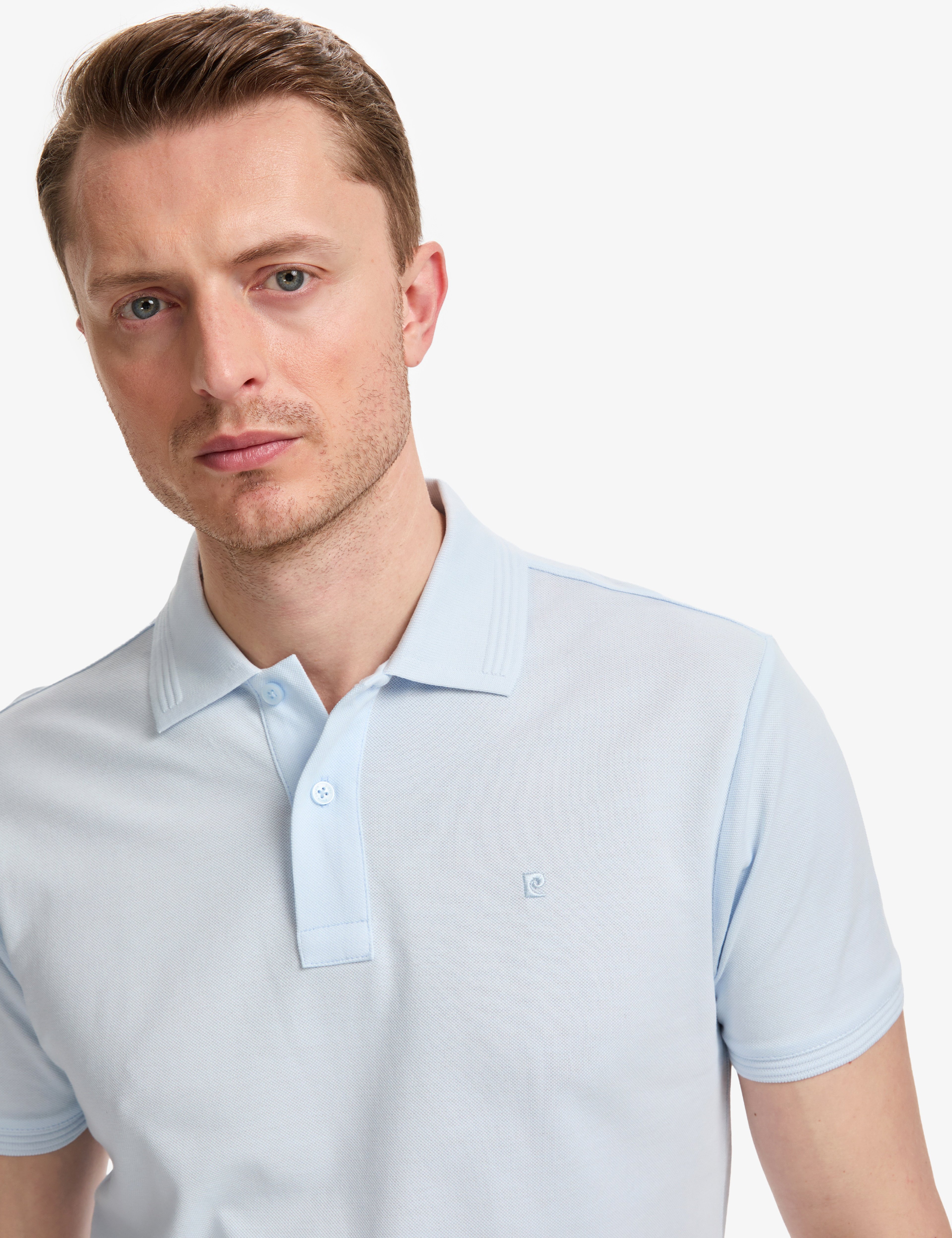 Açık Mavi Slim Fit %100 Pamuk Düğmeli Polo Yaka Basic Tişört