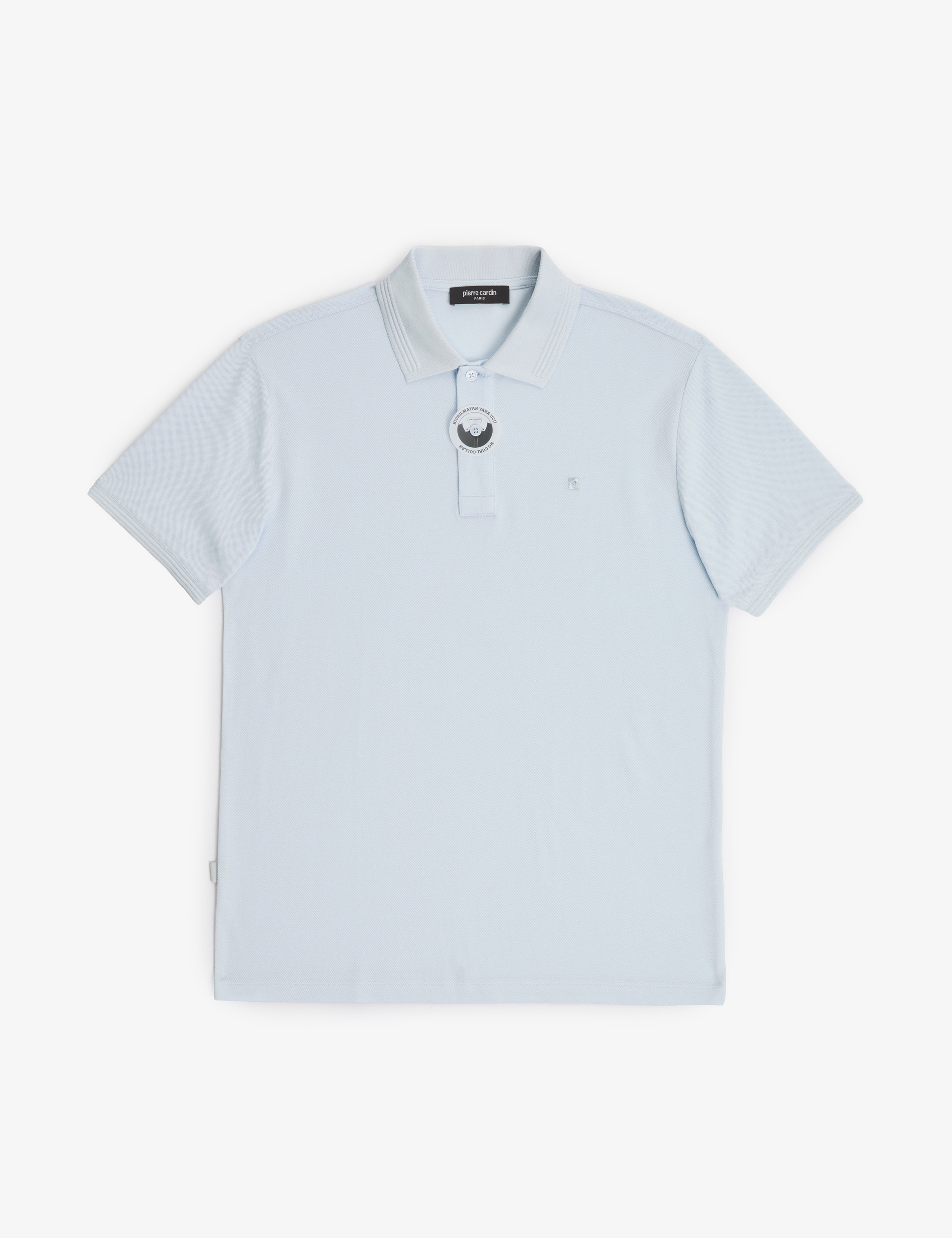 Açık Mavi Slim Fit %100 Pamuk Düğmeli Polo Yaka Basic Tişört