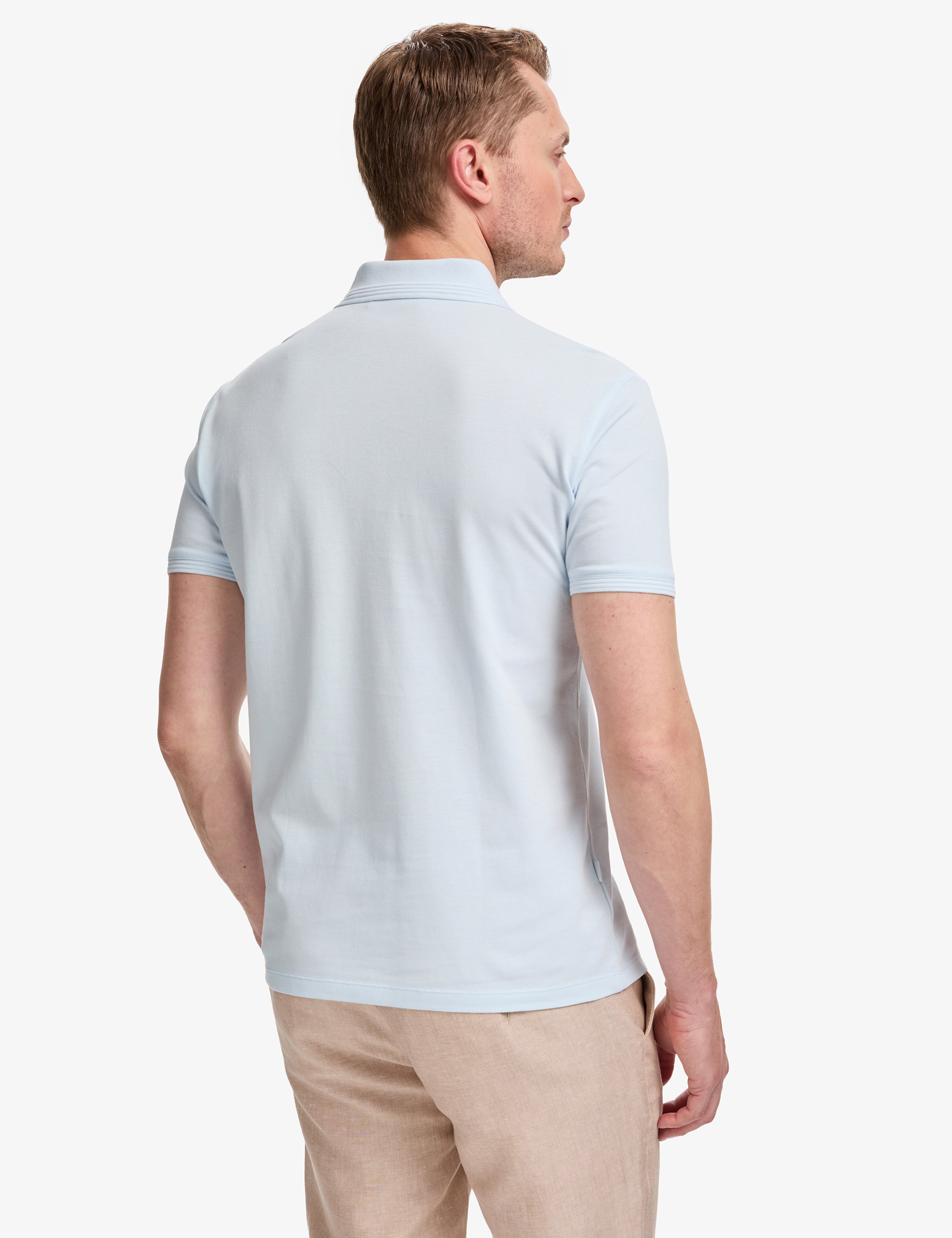 Açık Mavi Slim Fit %100 Pamuk Düğmeli Polo Yaka Basic Tişört