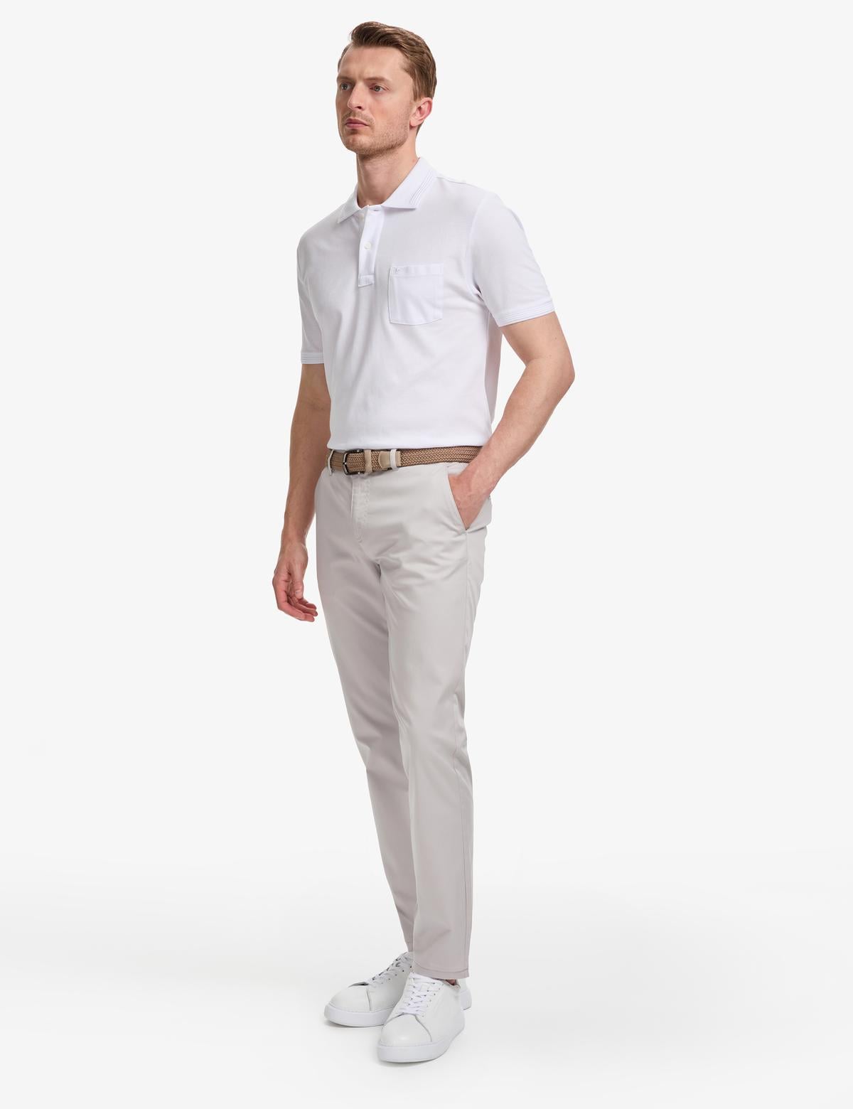 Açık Gri Slim Fit Kanvas Pantolon