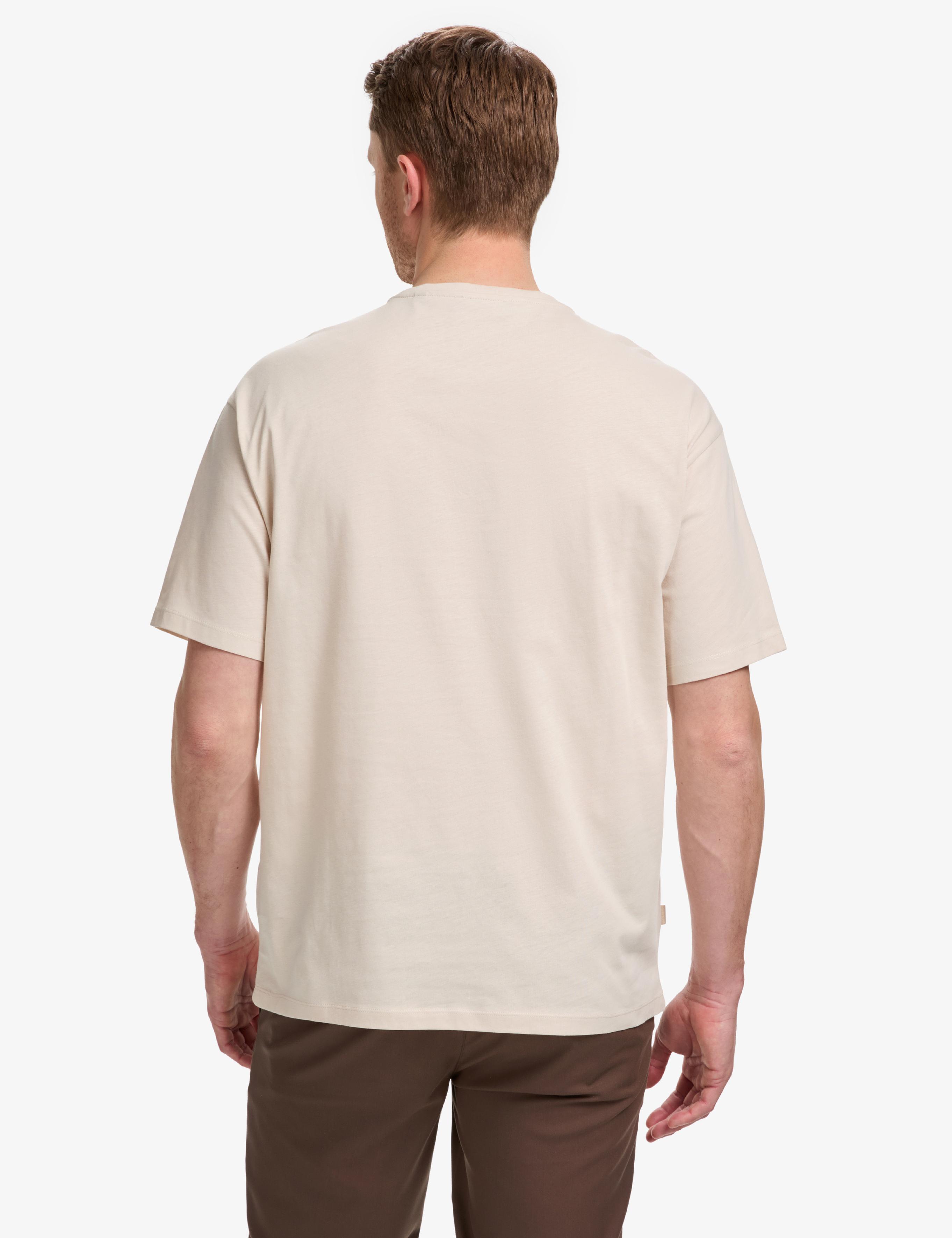 Bej Comfort Fit %100 Pamuk Bisiklet Yaka Basic Tişört