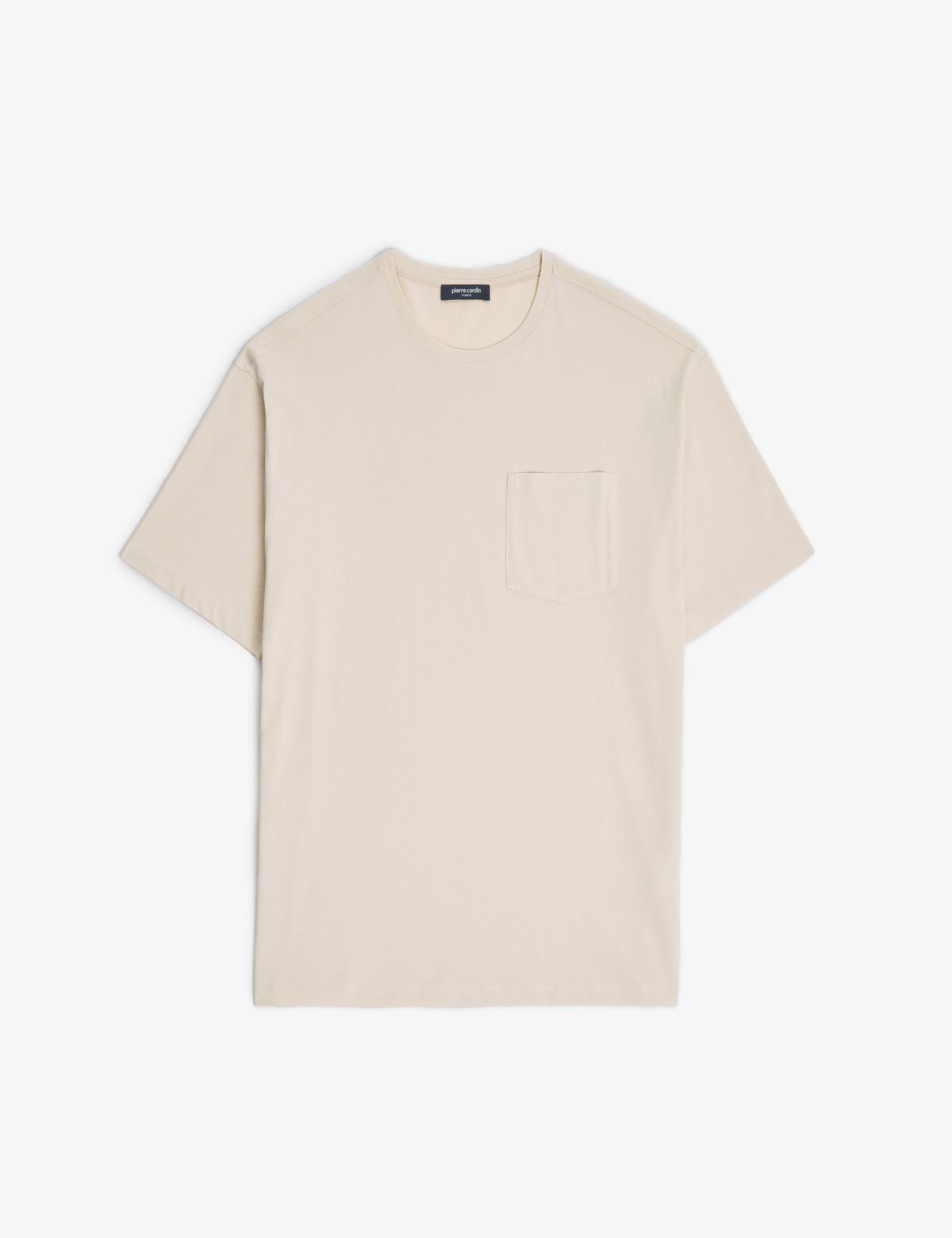 Bej Comfort Fit %100 Pamuk Bisiklet Yaka Basic Tişört - 50325300012