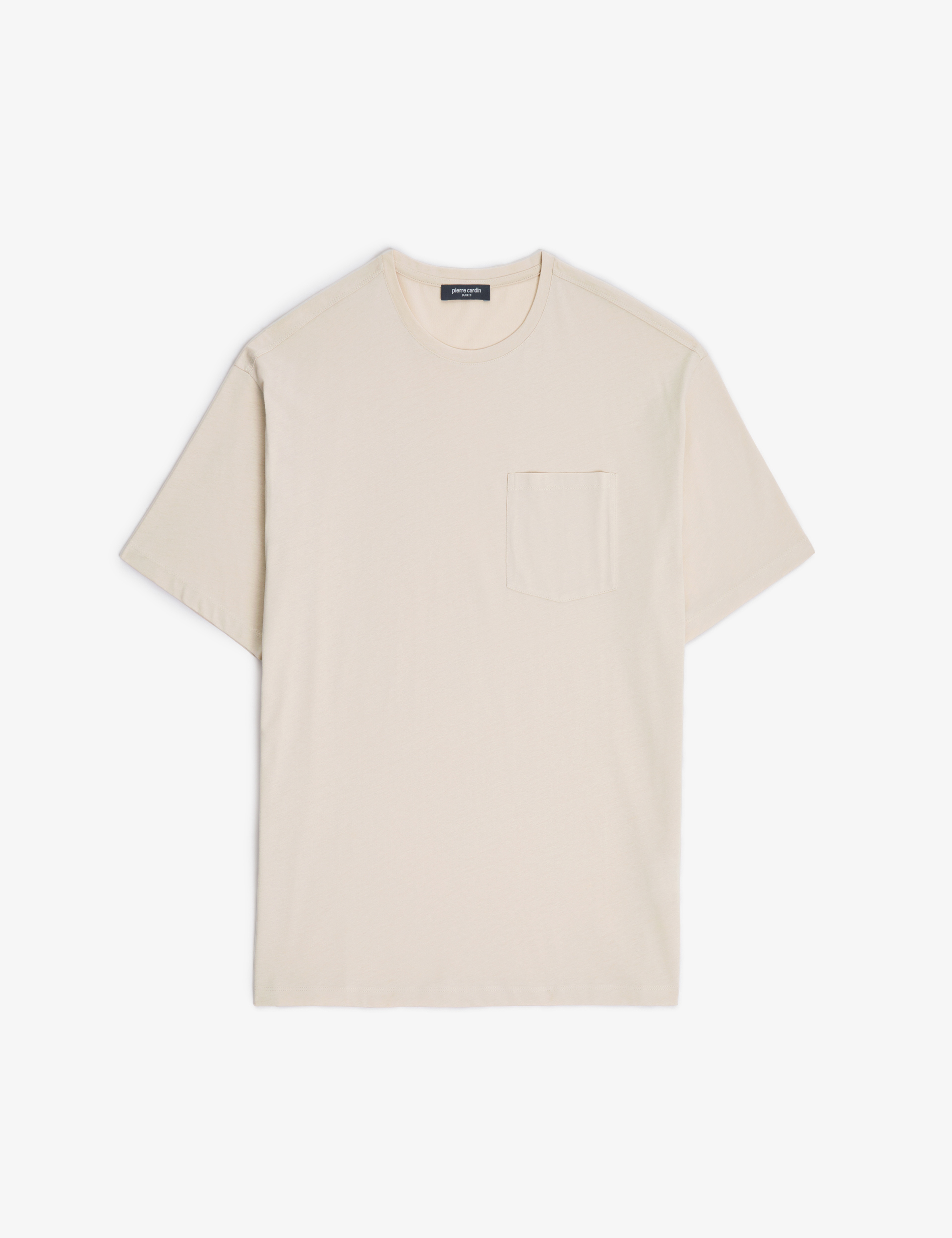 Bej Comfort Fit %100 Pamuk Bisiklet Yaka Basic Tişört