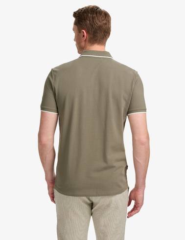 Haki Slim Fit %100 Pamuk Fermuarlı Polo Yaka Tişört