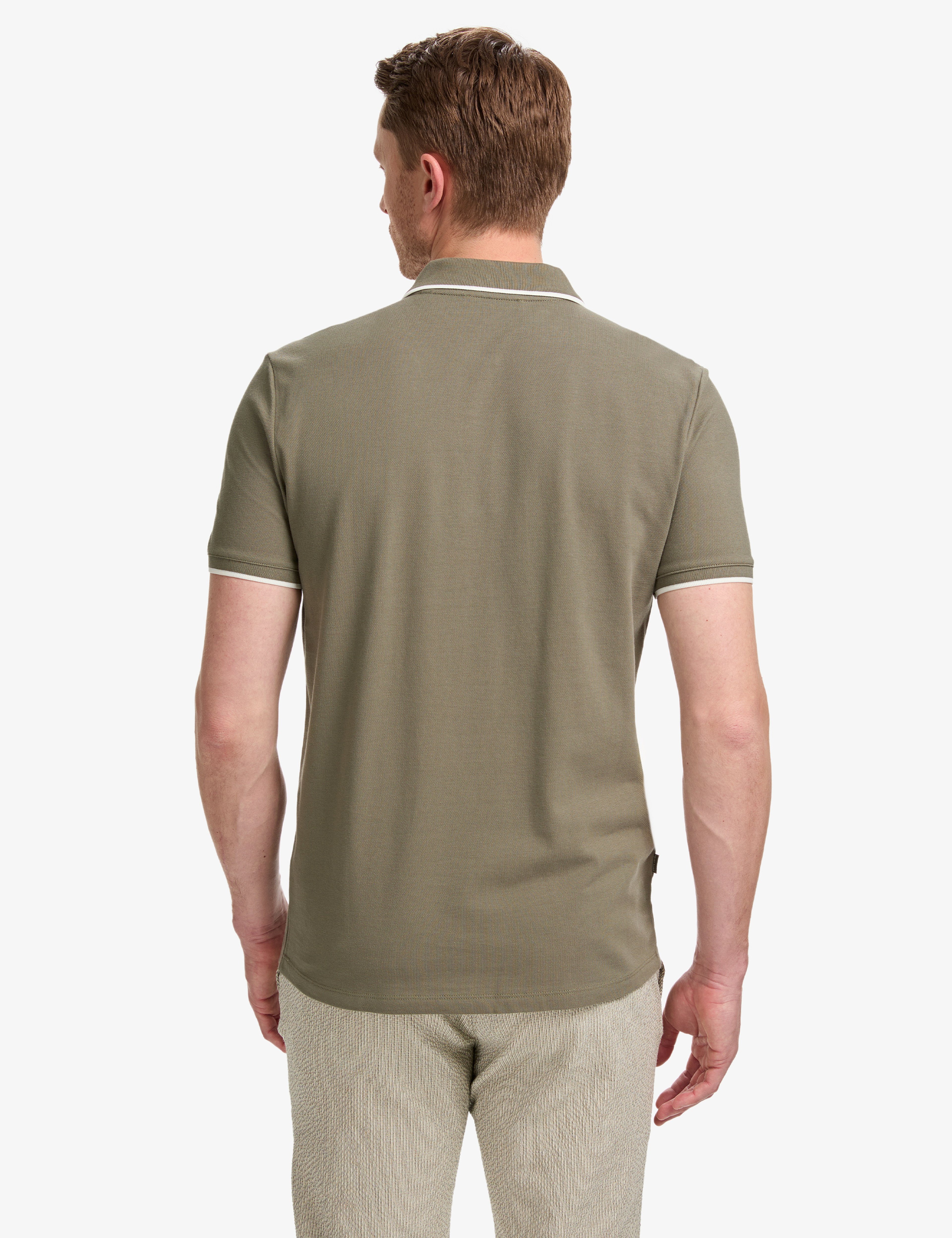 Haki Slim Fit %100 Pamuk Fermuarlı Polo Yaka Tişört - Image 6