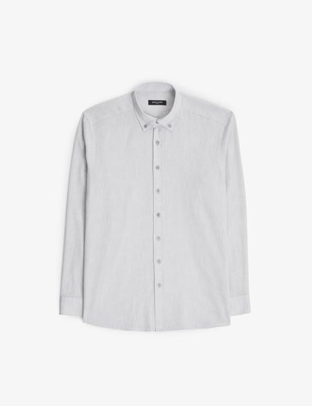 Açık Gri Keten Karışımlı Regular Fit Uzun Kollu Gömlek - 50325356055